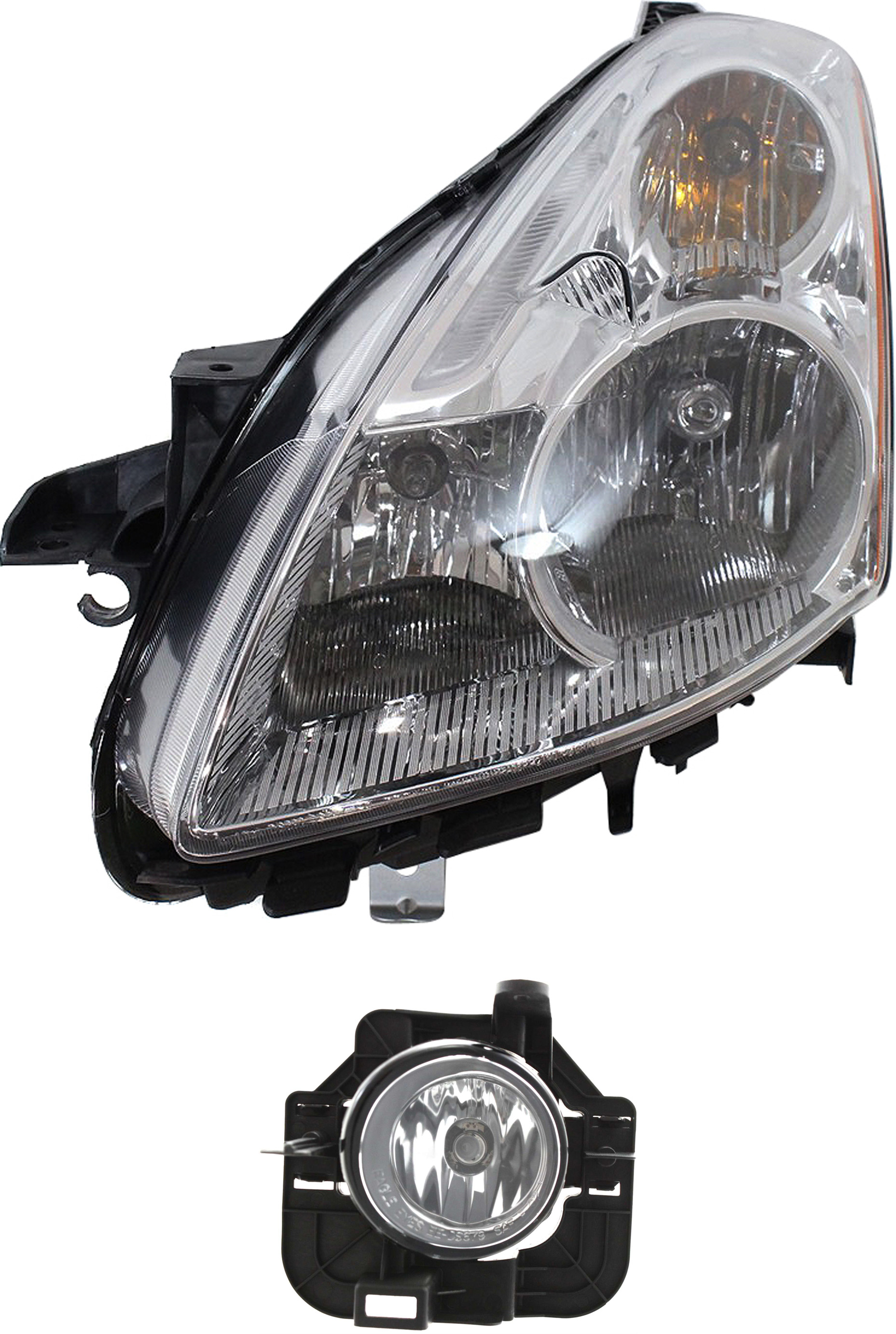 AM ALTIMA 10-12 HEAD LAMP LH Assembly Halogen 2 pc Kit with Fog Light SKU KIT 061317-51 Partslink NI2502190 NI2592132 OEM 26060ZX00A 261559B91D PFM 2691