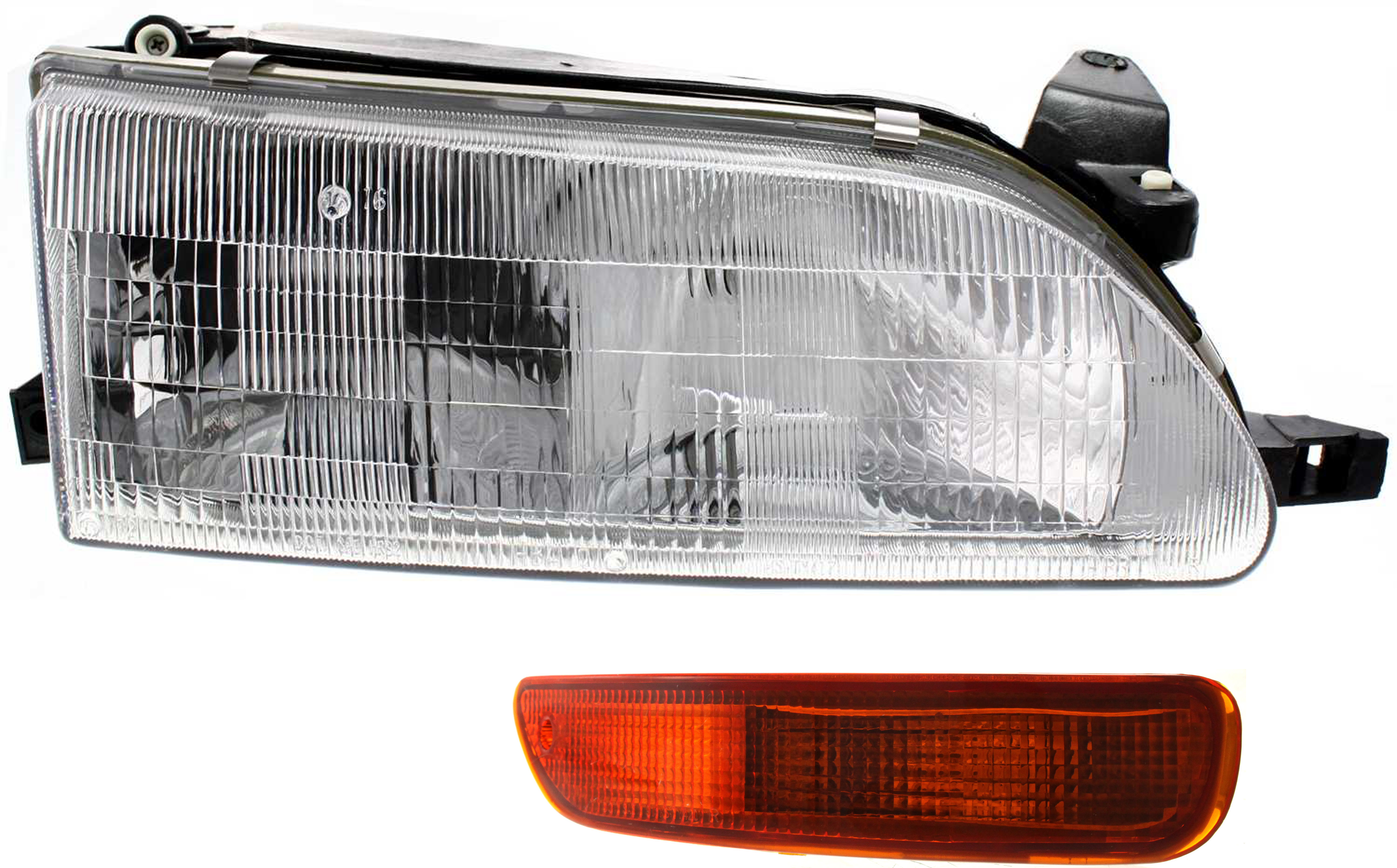 AM COROLLA 93-97 HEAD LAMP RH Assembly Halogen 2 pc Kit with Turn Signal Light SKU KIT 061317-86 Partslink TO2503107 TO2531103 OEM 811101E221-8151012720