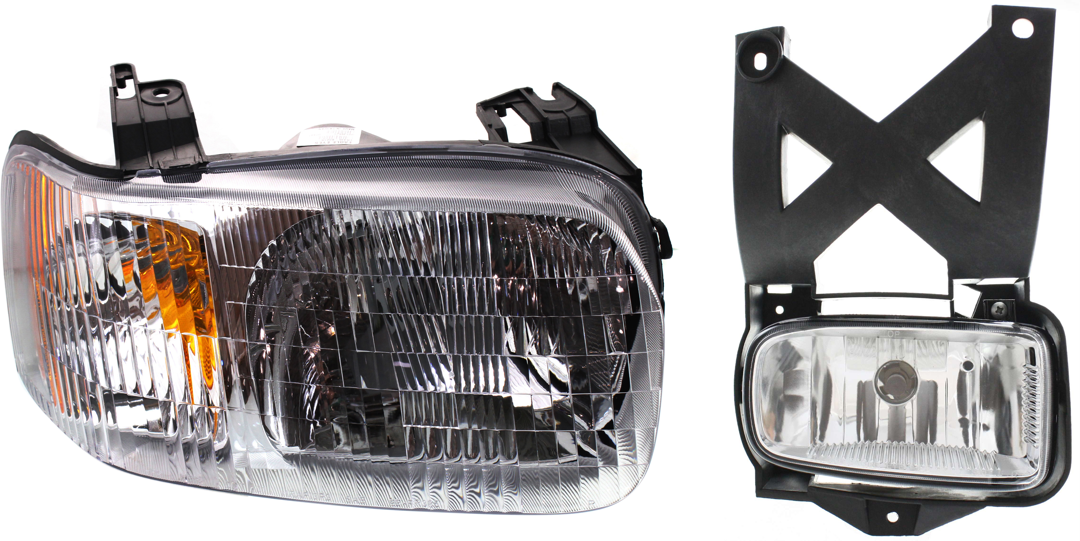 AM ESCAPE 01-04 HEAD LAMP RH Assembly Halogen 2 pc Kit with Fog Light SKU KIT 061317-96 Partslink FO2519103 FO2593190 OEM 4L8Z13008AA YL8Z15200AA