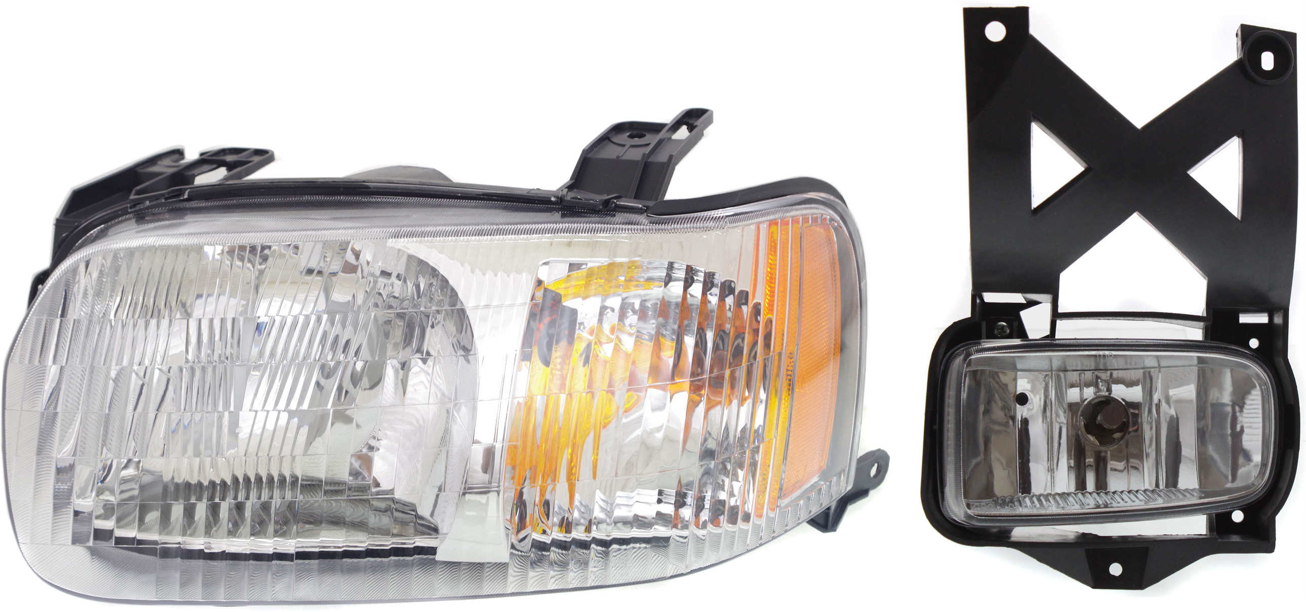 AM ESCAPE 01-04 HEAD LAMP LH Assembly Halogen 2 pc Kit with Fog Light SKU KIT 061317-97 Partslink FO2518103 FO2592190 OEM 4L8Z13008AB YL8Z15200AB
