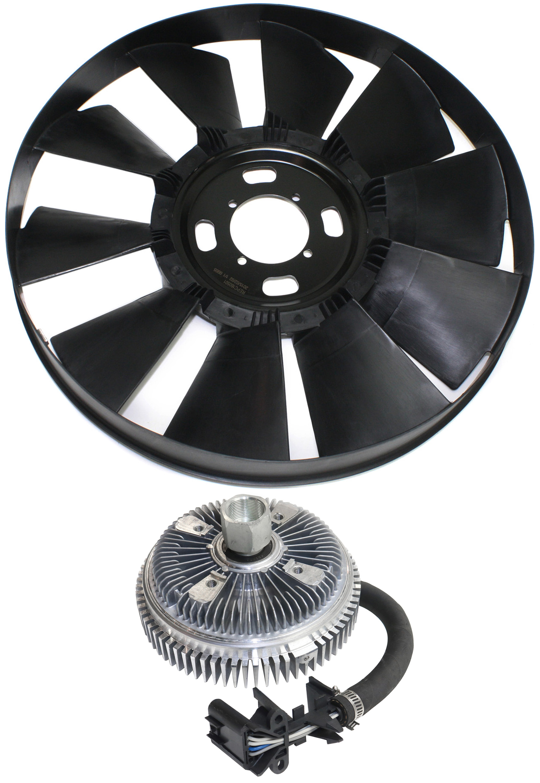 AM TRAILBLAZER ENVOY 02-09 FAN CLUTCH Severe duty electronic fan 2 pc Kit with Fan Blade SKU KIT 061318-07 Partslink GM3112117 OEM 3200-46024-15293048-25790869-8