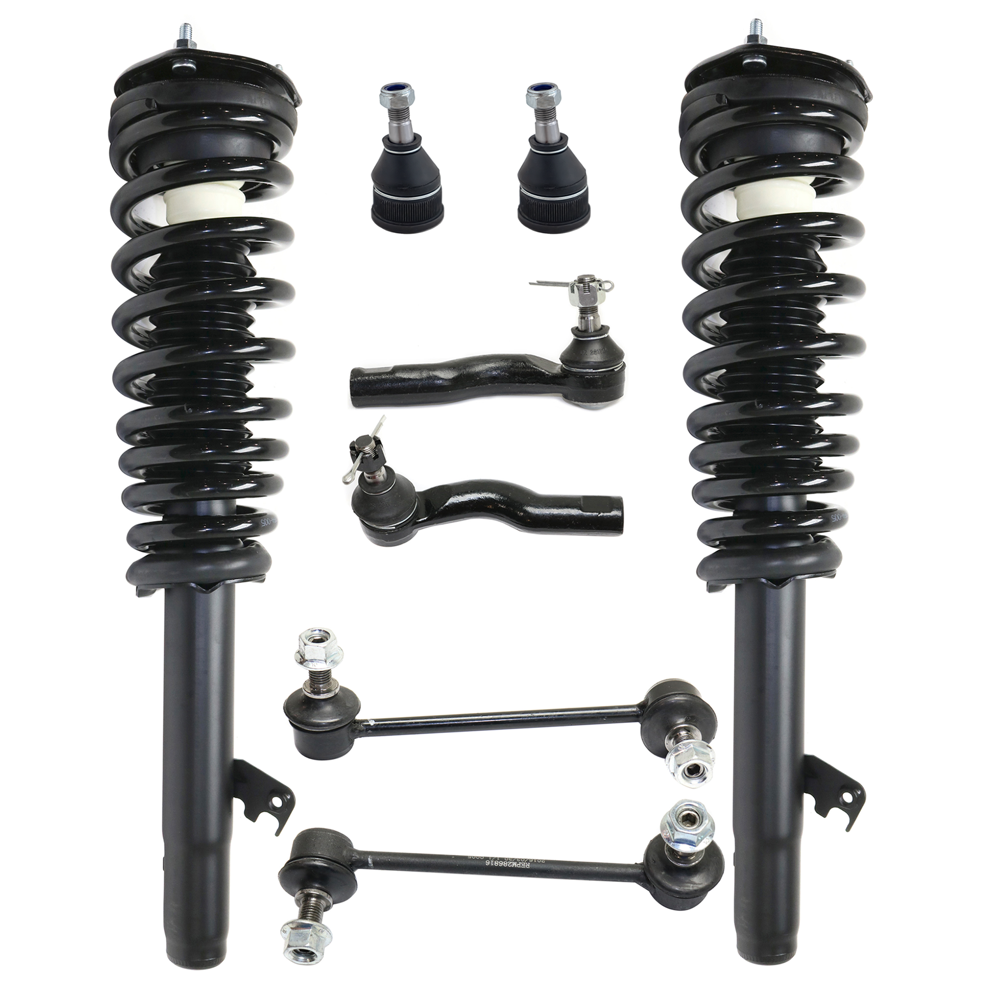 AM FUSION 06-09 FRONT SUSPENSION KIT RH AND LH 8 pc kit with Ball Joints Loaded Struts Sway Bar Links and Tie Rod Ends SKU KIT 061318-15 OEM GJ6A34540-2701634932-8H6Z18124