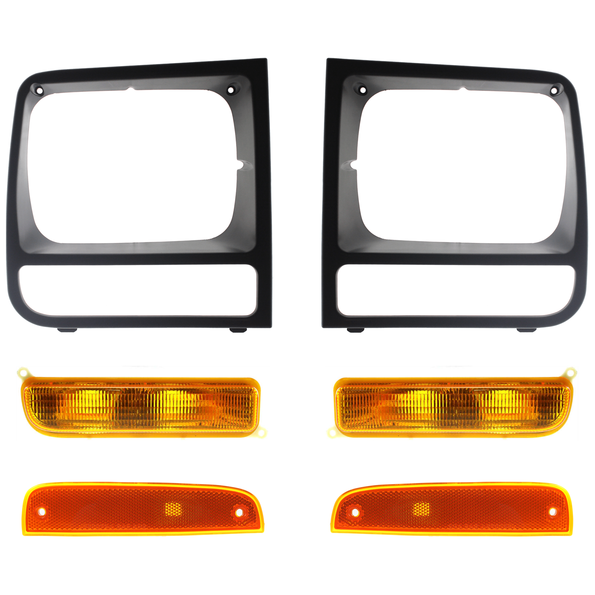 AM CHEROKEE 97-01 HEAD LAMP DOOR RH AND LH 6 pc kit with Side Marker and Turn Signal Light SKU KIT 061324-01 Partslink CH2512157 CH2513157 CH2550118 CH2551118 CH2520127 CH2521127 OEM 55055136-55055137-55055147-550
