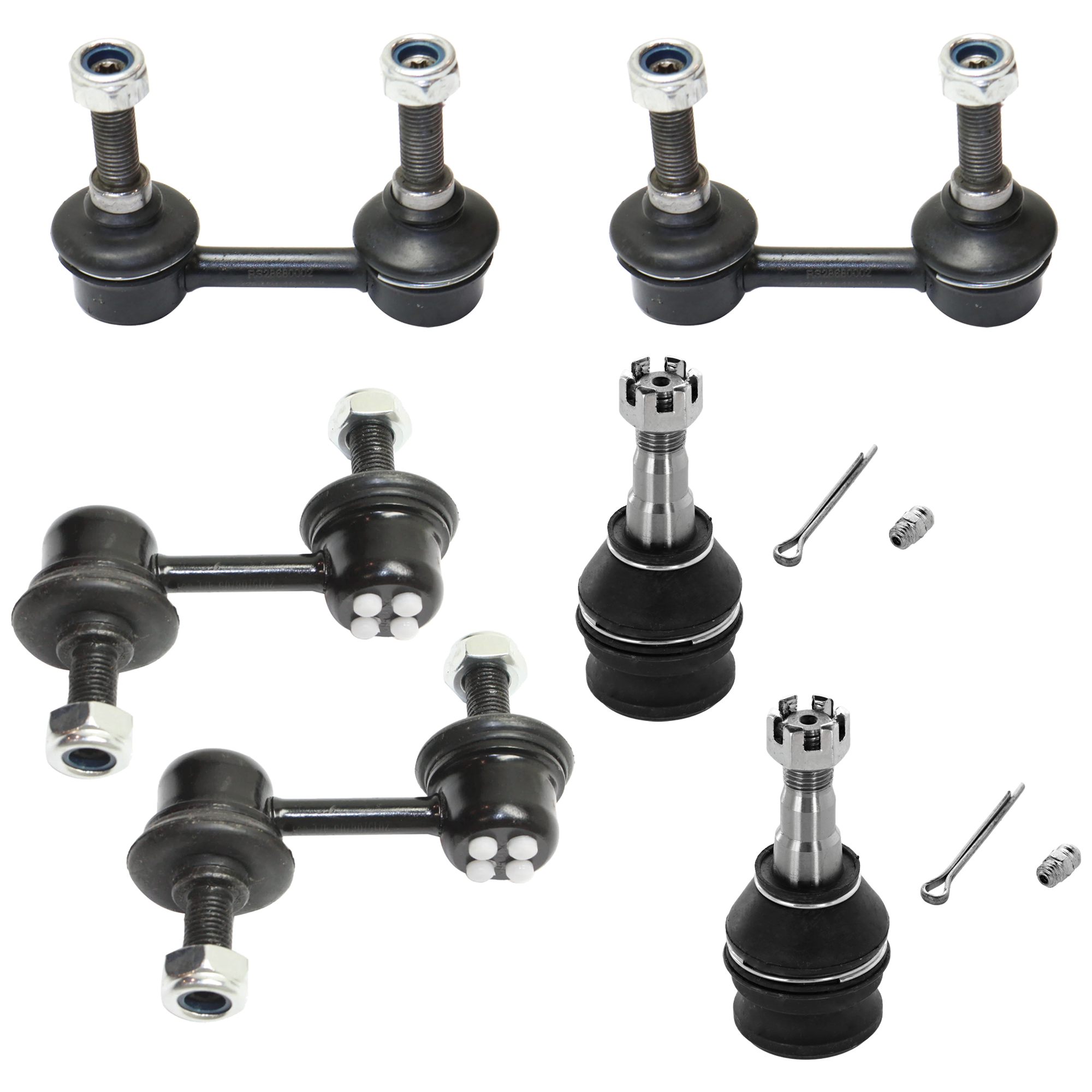 AM IMPREZA 04-07 FORESTER 03-08 FRONT AND REAR SUSPENSION KIT 6 pc Kit with Ball Joint and Sway Bar Link SKU KIT 061324-100 OEM 104141-255001-1014105-2601402