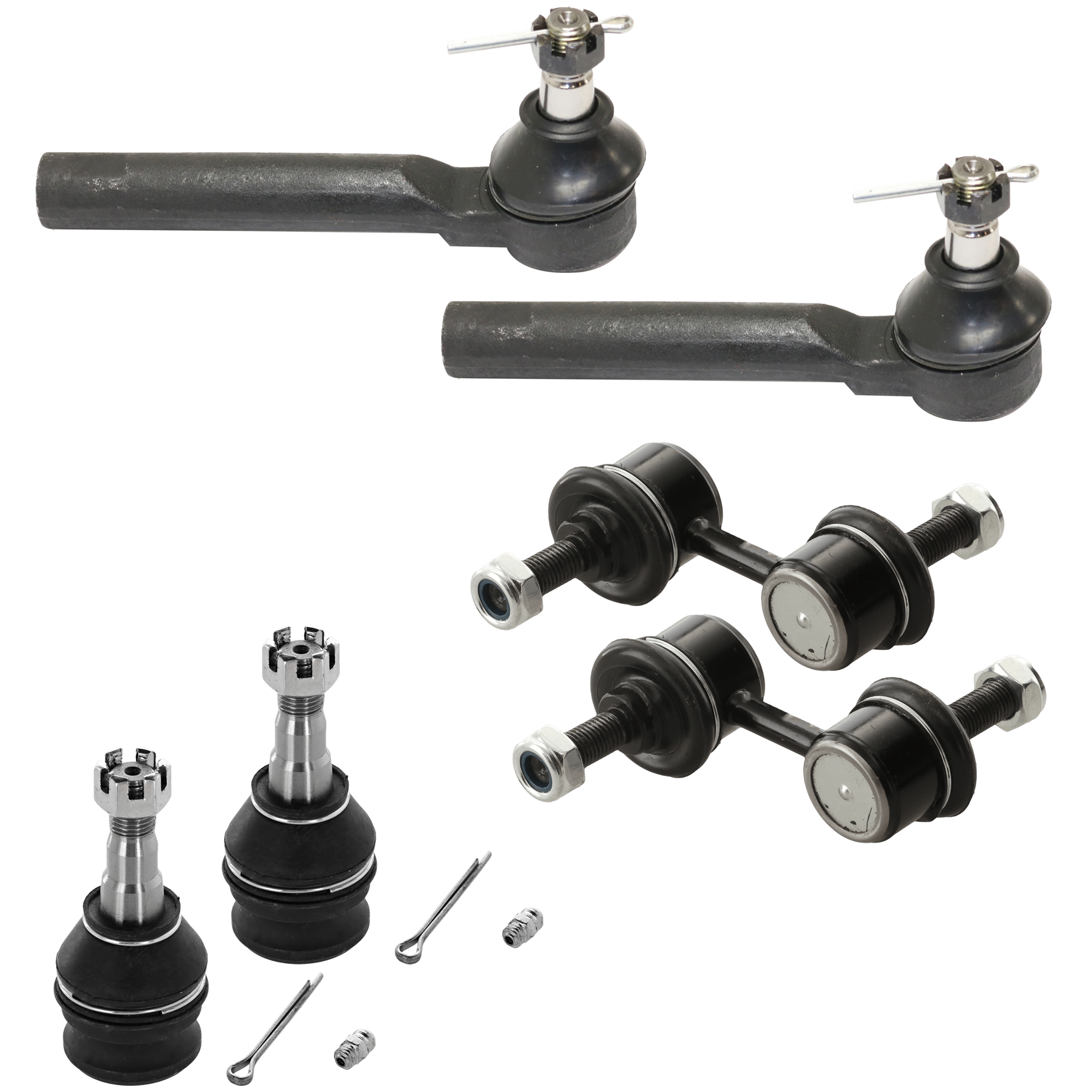 AM FORESTER 03-13 LEGACY OUTBACK 05-09 FRONT SUSPENSION KIT 6 pc Kit with Ball Joint Sway Bar Link and Tie Rod End SKU KIT 061324-101 OEM 104141-255001-1014105-2601402