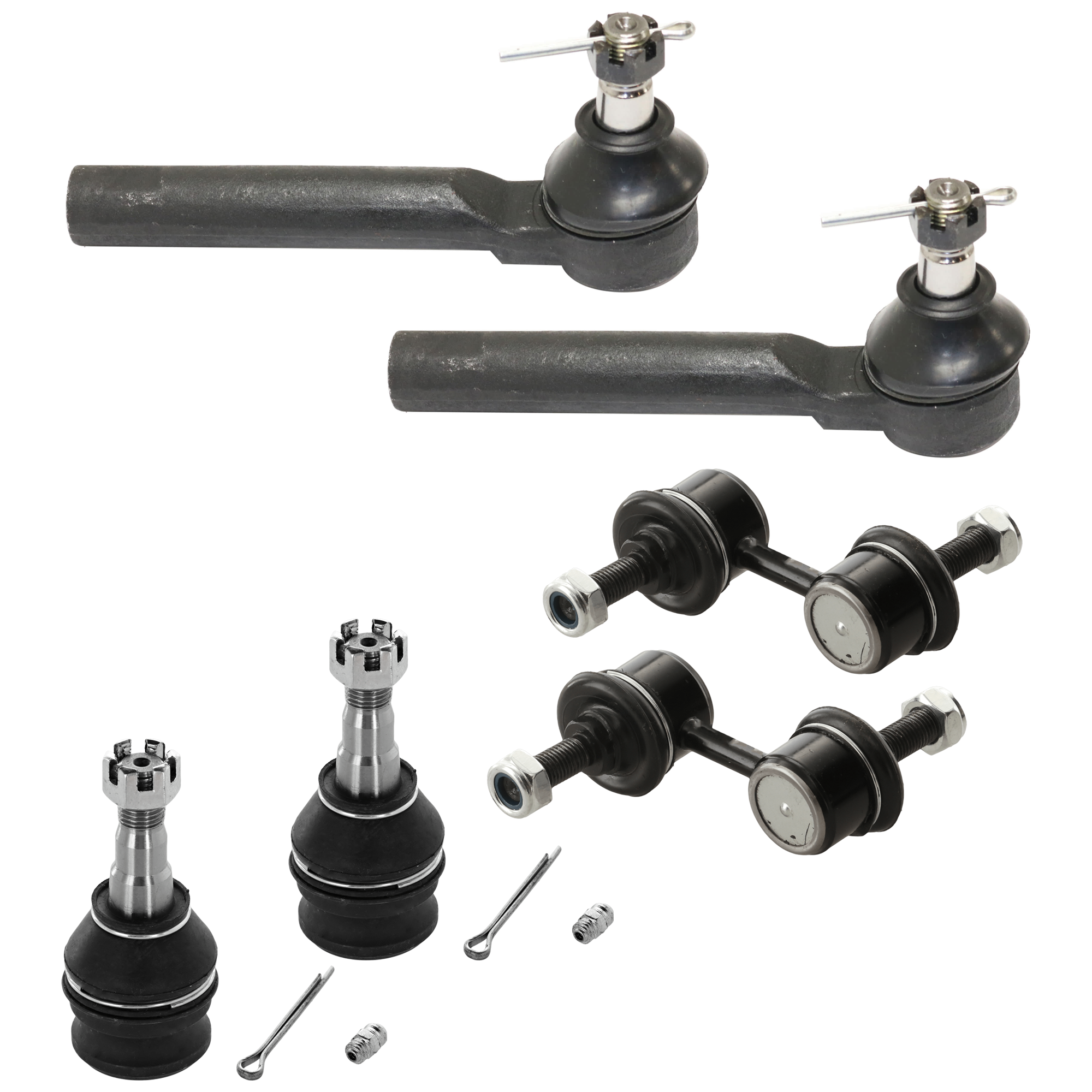 AM IMPREZA 02-15 FORESTER 03-13 WRX 13-14 FRONT SUSPENSION KIT 6 pc Kit with Ball Joint Sway Bar Link and Tie Rod End SKU KIT 061324-105 OEM 104141-255001-1014105-2601402