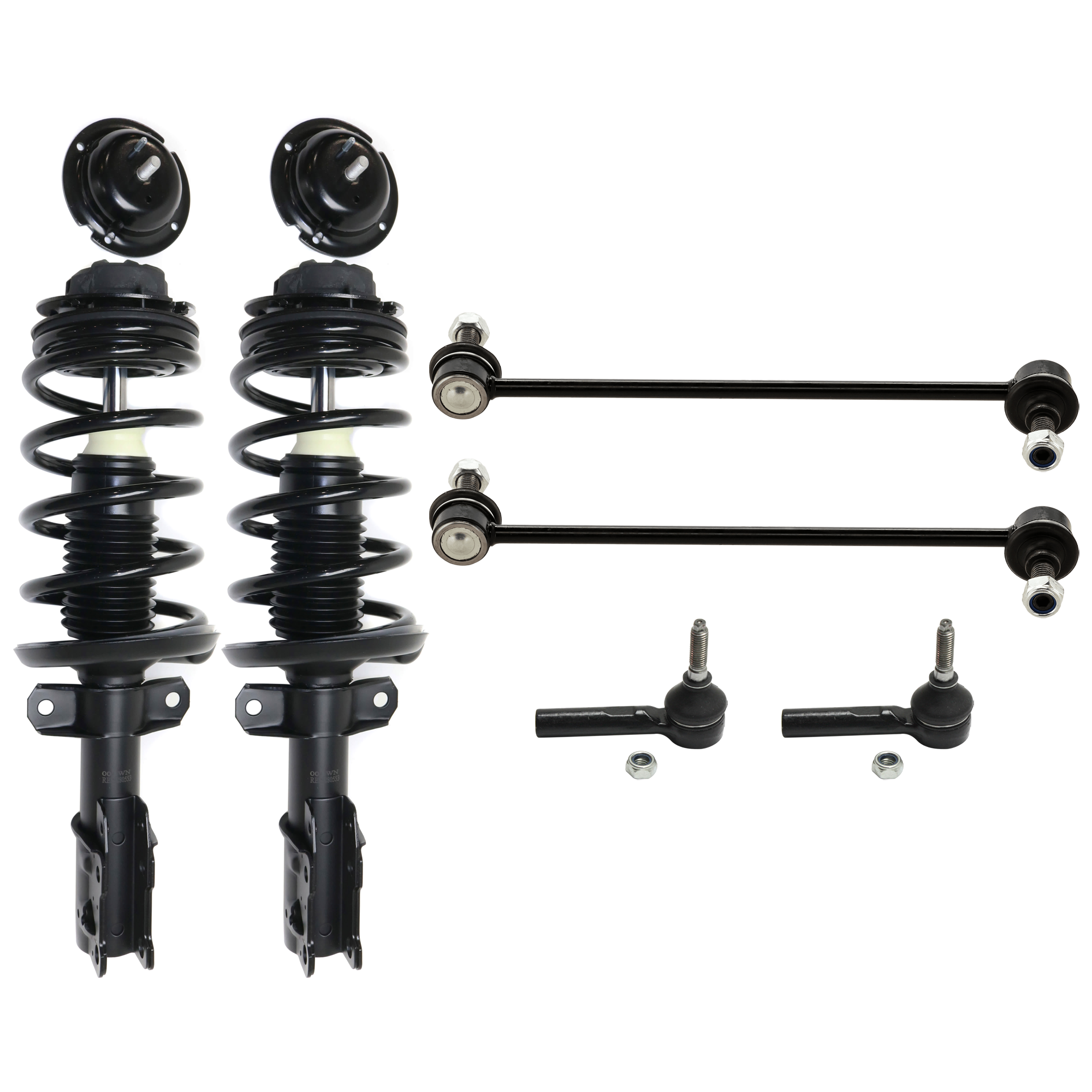 AM ION 03-07 FRONT SUSPENSION KIT RH AND LH 6 pc Kit with Loaded Strut Sway Bar Link and Tie Rod End SKU KIT 061324-107 OEM 172203 G57100 LS3380781B 13332