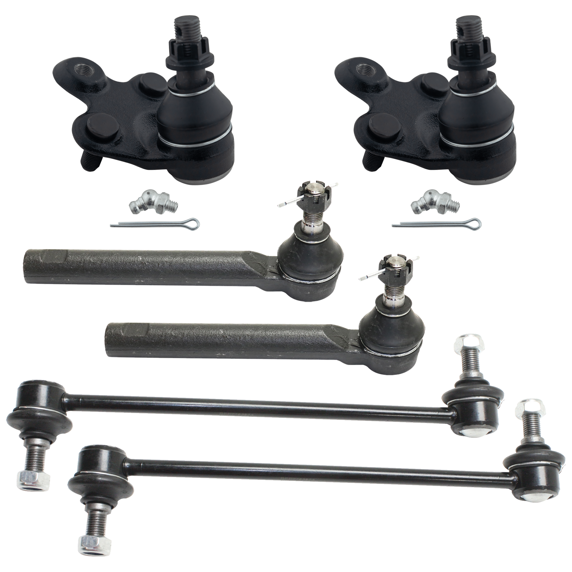 AM COROLLA 09-13 FRONT SUSPENSION KIT RH AND LH 6 pc Kit with Ball Joint Sway Bar Link and Tie Rod End SKU KIT 061324-111 OEM 4333009670-18354-1014908-18802