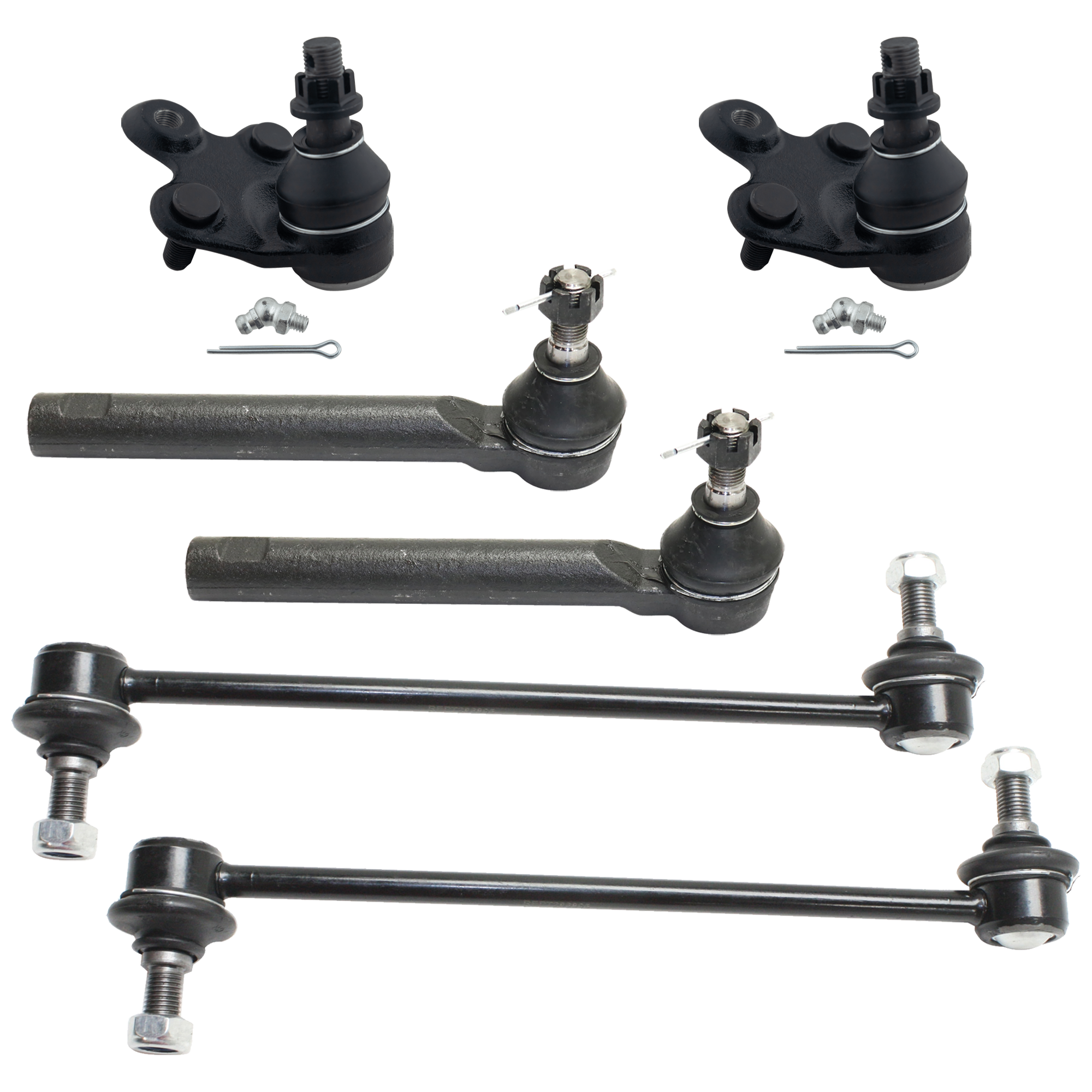 AM COROLLA 09-13 FRONT SUSPENSION KIT RH AND LH 6 pc Kit with Ball Joint Sway Bar Link and Tie Rod End SKU KIT 061324-115 OEM 4333009670-18354-1014908-18802