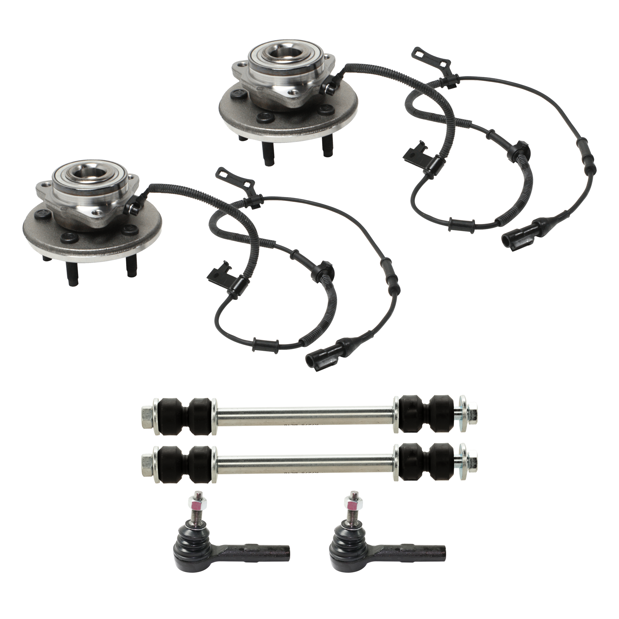 AM EXPLORER MOUNTAINEER 06-10 FRONT SUSPENSION KIT 6 pc Kit with Sway Bar Link Tie Rod End and Wheel Hub SKU KIT 061324-123 OEM 688000-1016770-2651312-2651548