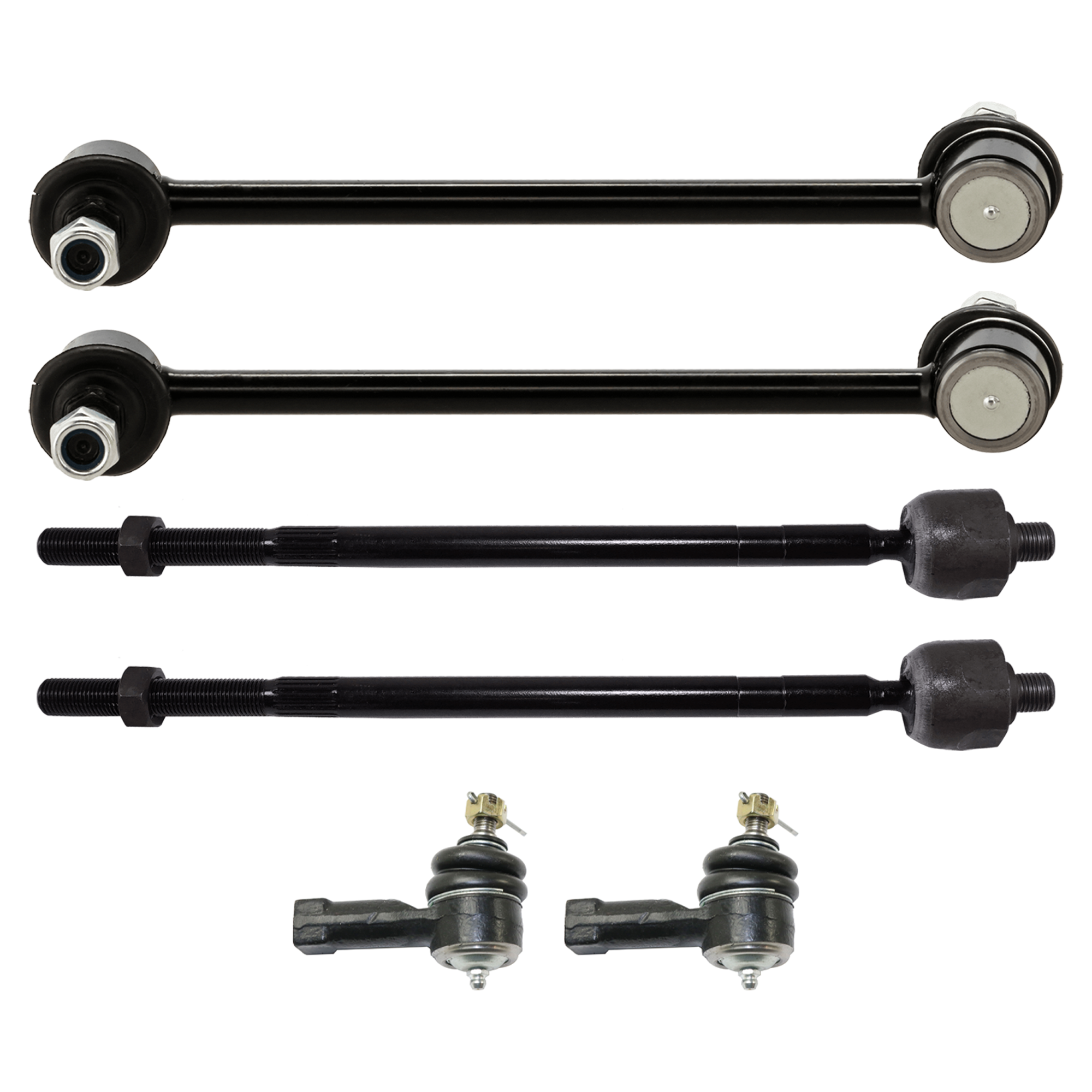 AM FOCUS 06-07 FRONT SUSPENSION KIT 6 pc Kit with Sway Bar Link and Tie Rod End SKU KIT 061324-126 OEM 5S4Z5K484AA 2695593-4012236-40