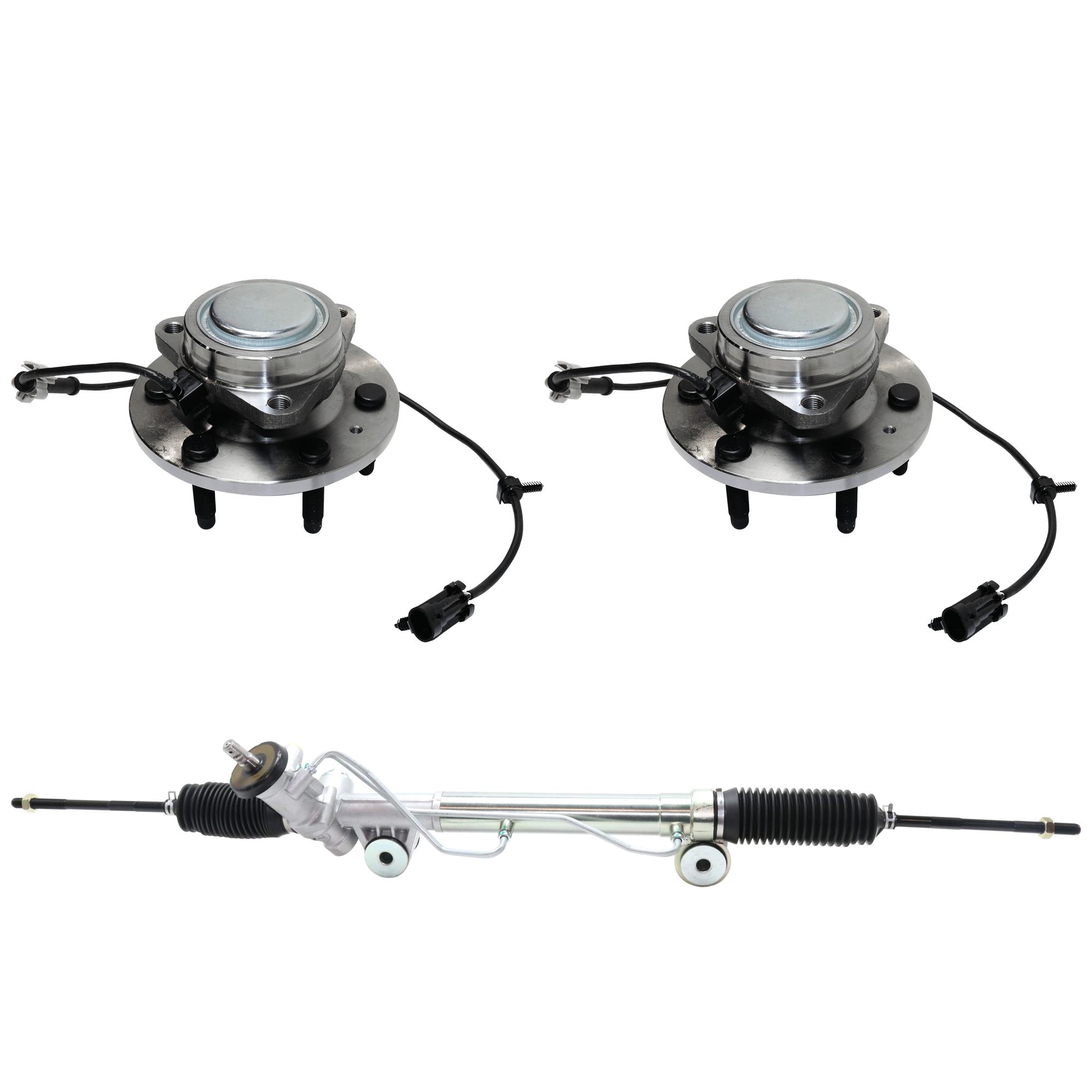 AM SILVERADO SIERRA 1500-05-07 FRONT SUSPENSION KIT RH AND LH 3 pc kit with Steering Rack and Wheel Hub SKU KIT 061324-20 OEM 19133675-26079794-26087761-260