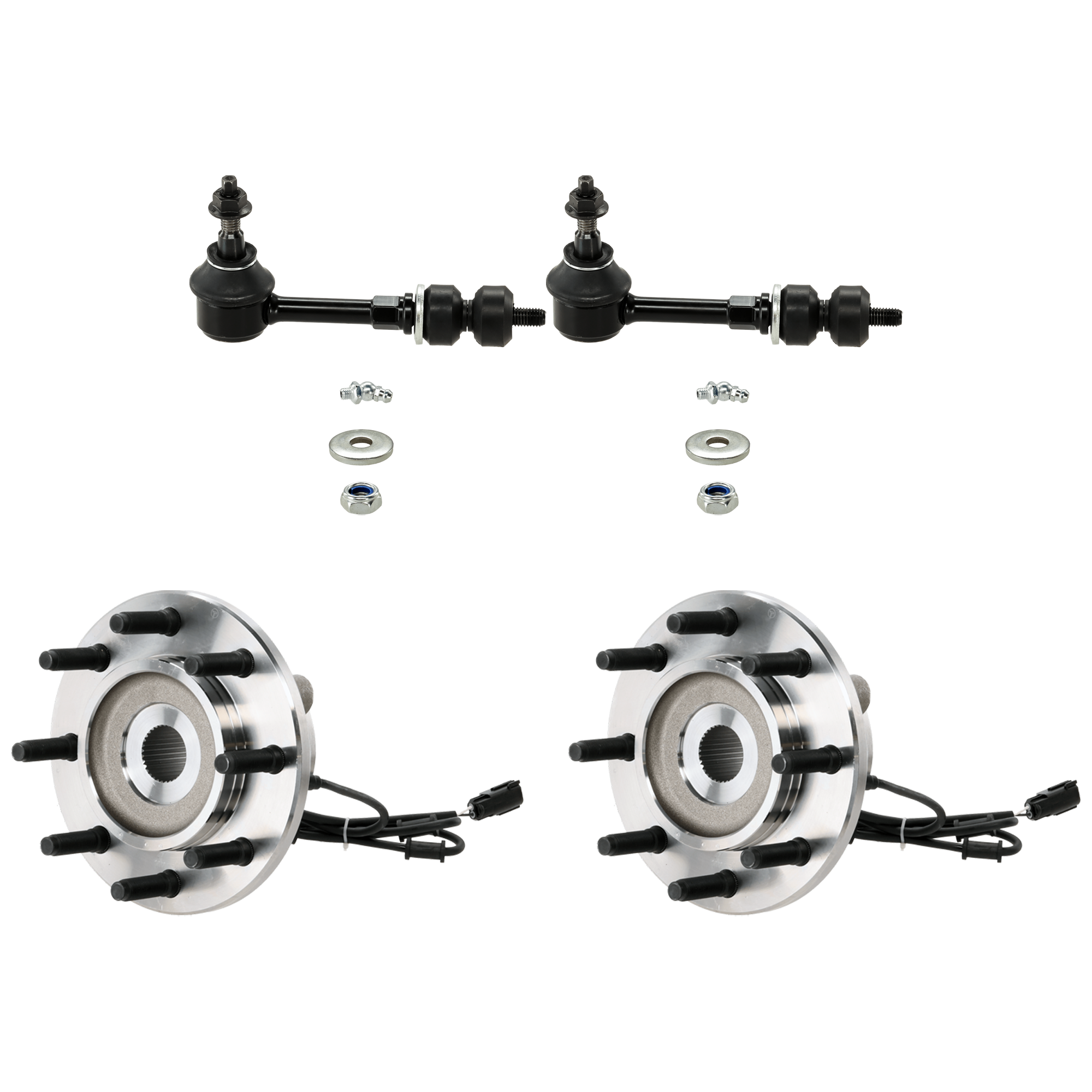 AM RAM 2500-3500-03-05 FRONT SUSPENSION KIT 4 pc kit with Sway Bar Link and Wheel Hub SKU KIT 061324-27 OEM 5103507AA