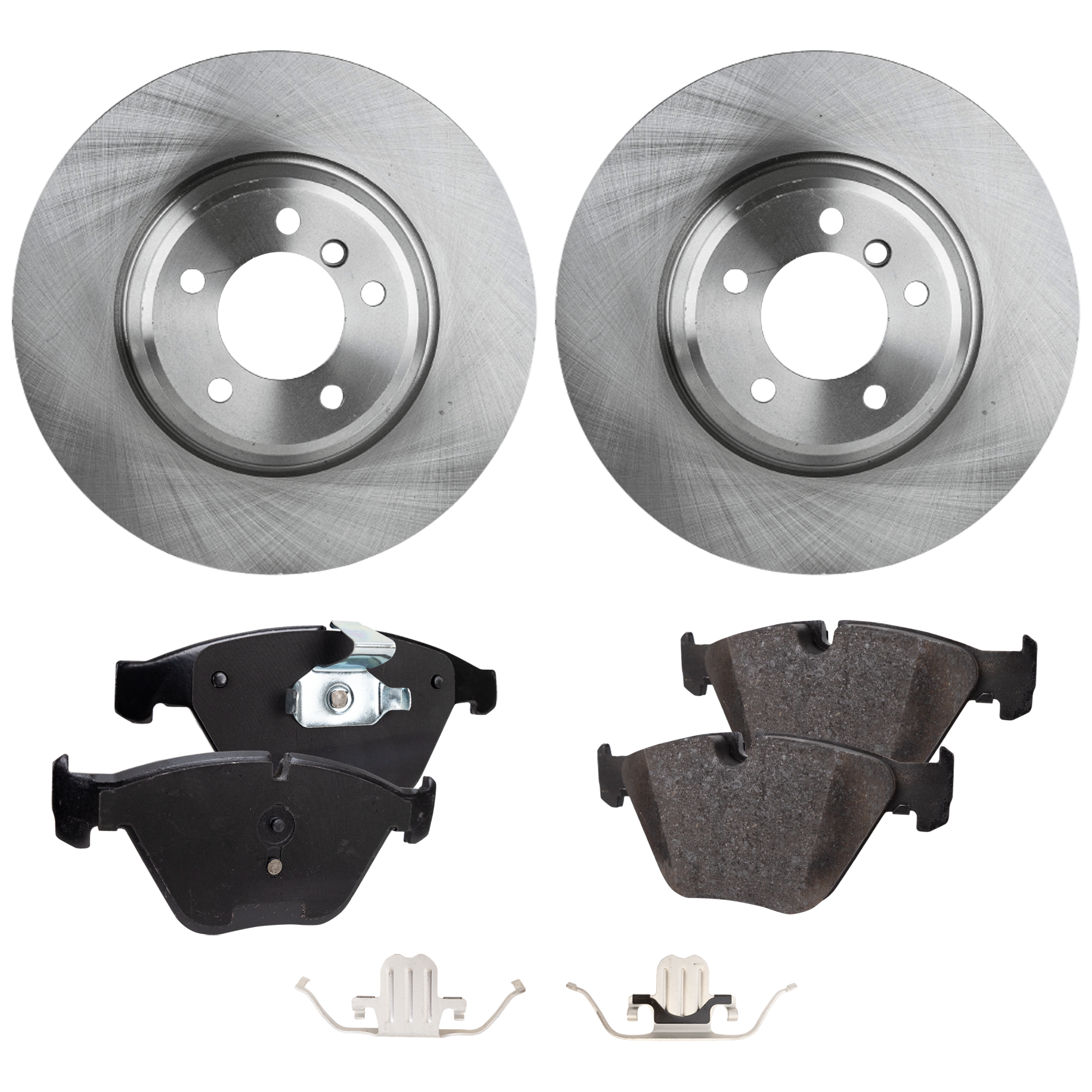 AM 3 SERIES 11-13 X1-13-15 FRONT BRAKE DISC AND PAD KIT 2 Wheel Set Plain Surface 5 Lugs Cast Iron Organic SKU KIT 061324-47 OEM 34386-45408-850031-900728-6003