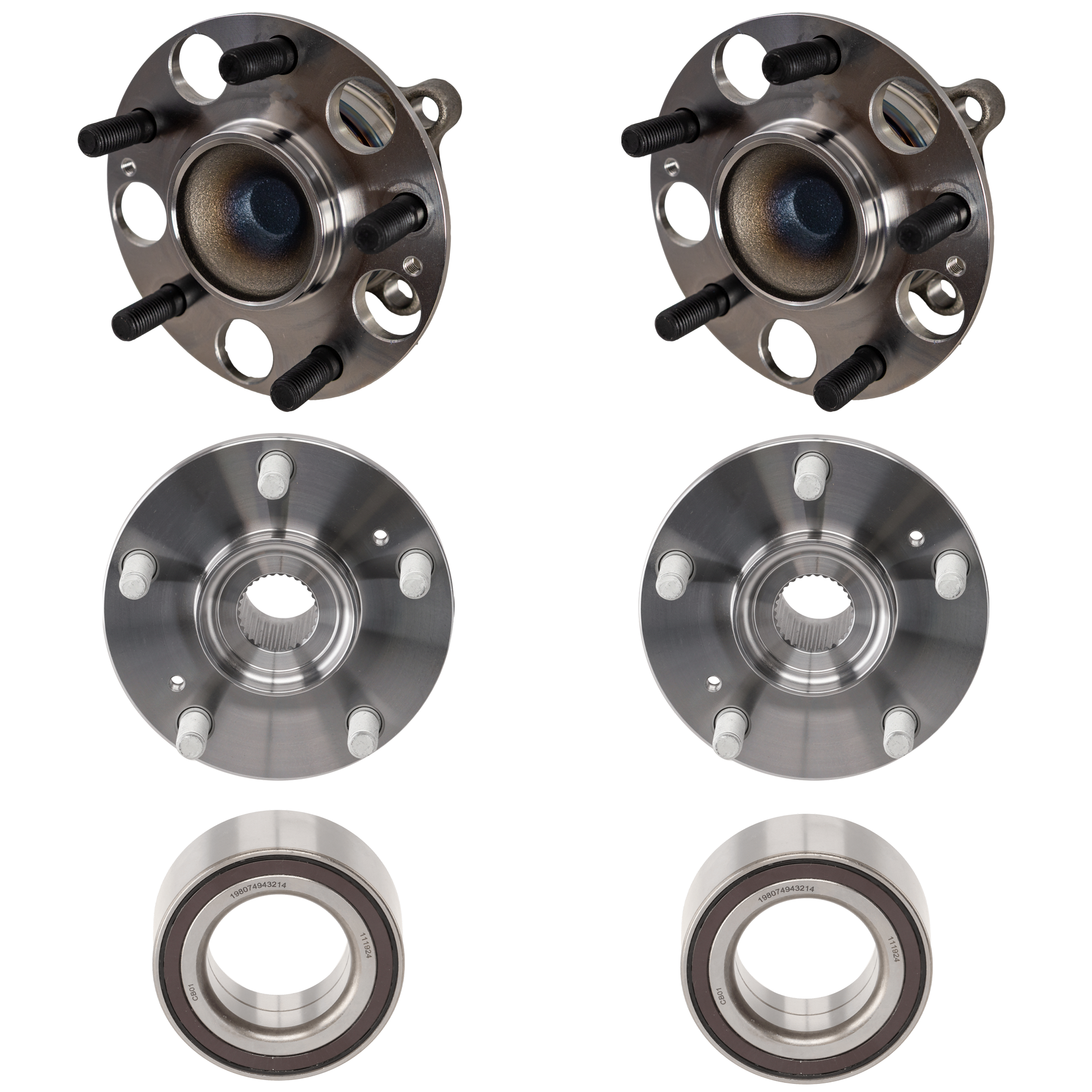 AM TSX 09-14 ACCORD 08-12 FRONT AND REAR SUSPENSION KIT RH AND LH 6 pc Kit Wheel Bearing and Wheel Hub SKU KIT 061324-53 OEM 44600TA0A00-42200TA0A51
