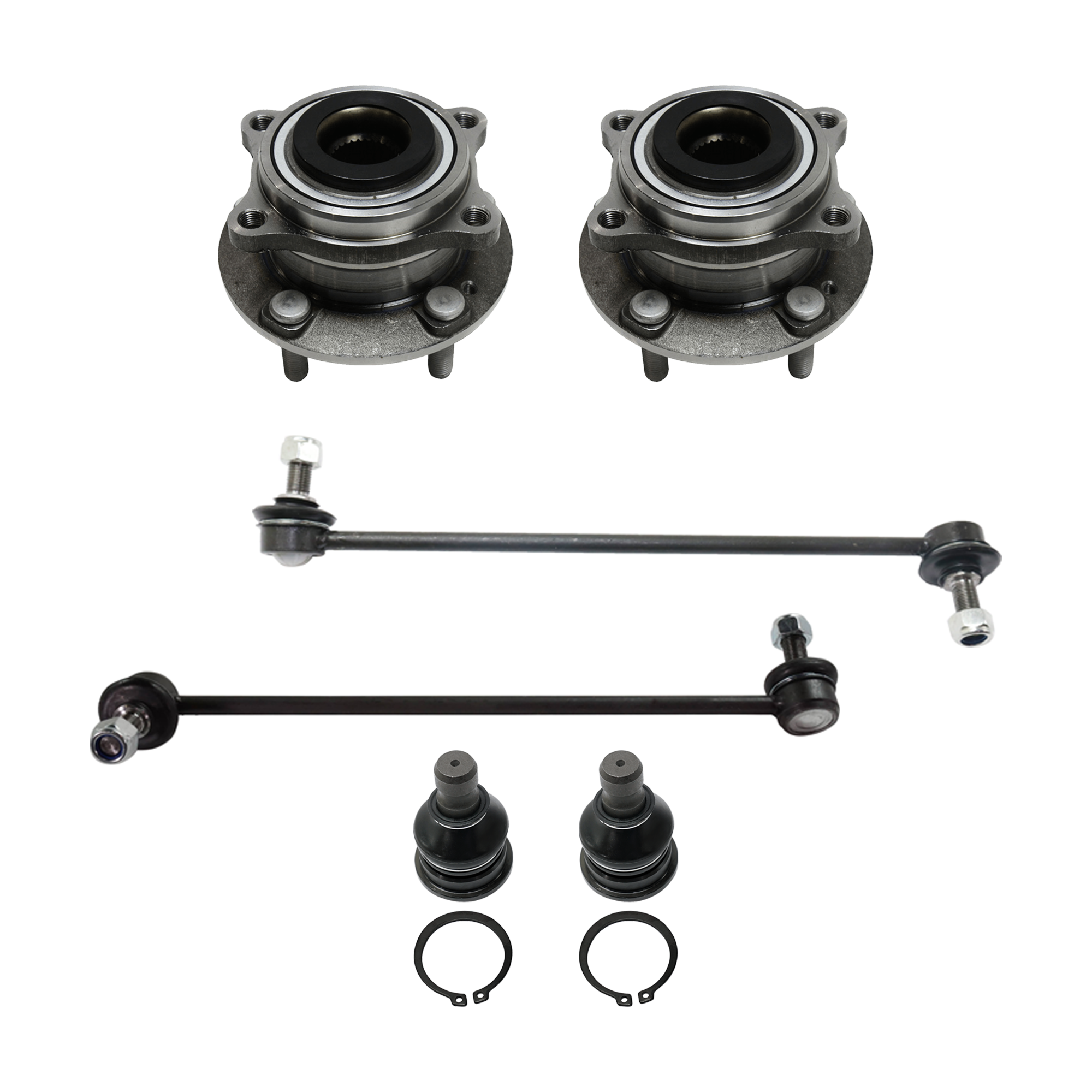 AM SANTA FE 07-12 SORENTO 11-13 FRONT SUSPENSION KIT RH AND LH 6 pc Kit with Ball Joint Sway Bar Link and Wheel Hub SKU KIT 061324-58 OEM 104-318-101-498-010-000-000-000-000