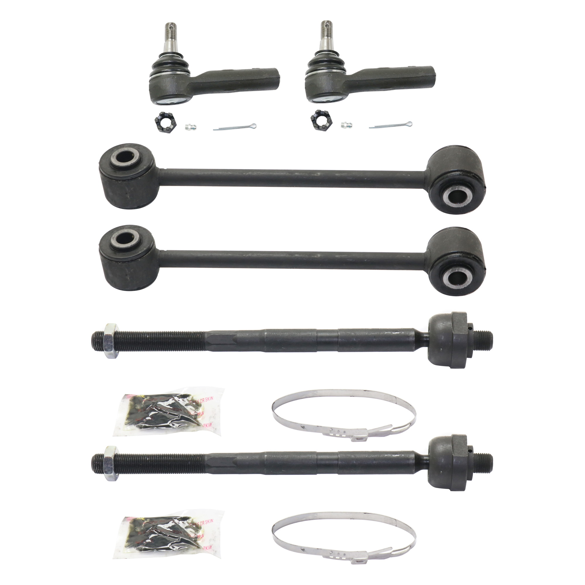 AM GRAND CHEROKEE 05-10 COMMANDER 08-10 FRONT SUSPENSION KIT RH AND LH 6 pc Kit with Sway Bar Link and Tie Rod End SKU KIT 061324-59 OEM 52089467AB 2693374-4012037-401
