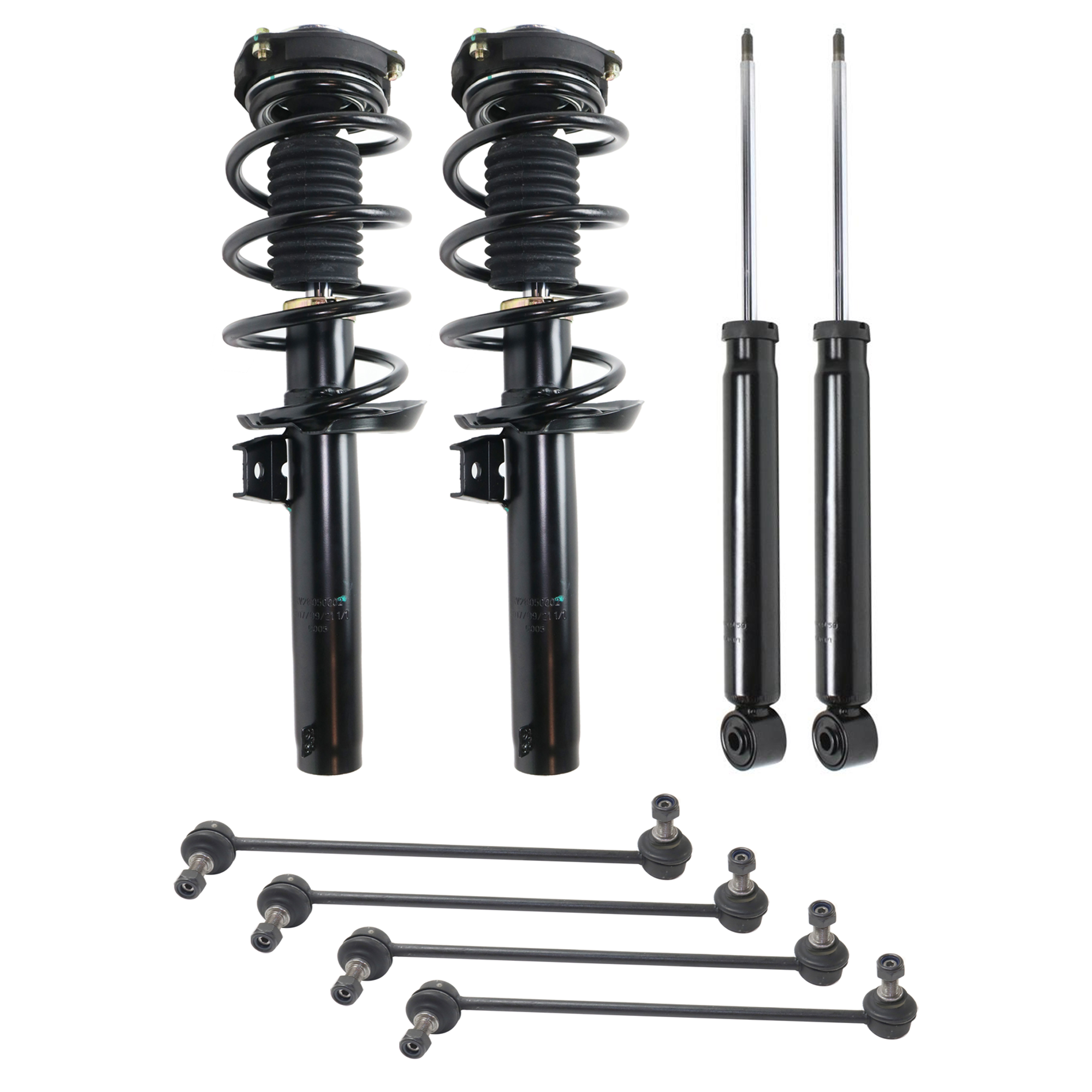 AM GOLF 10-14 JETTA 05-18 FRONT AND REAR SUSPENSION KIT 8 pc Kit Shock Absorber and Strut Assembly and Sway Bar Link SKU KIT 061324-74 OEM 5611 G51799-172311-872212