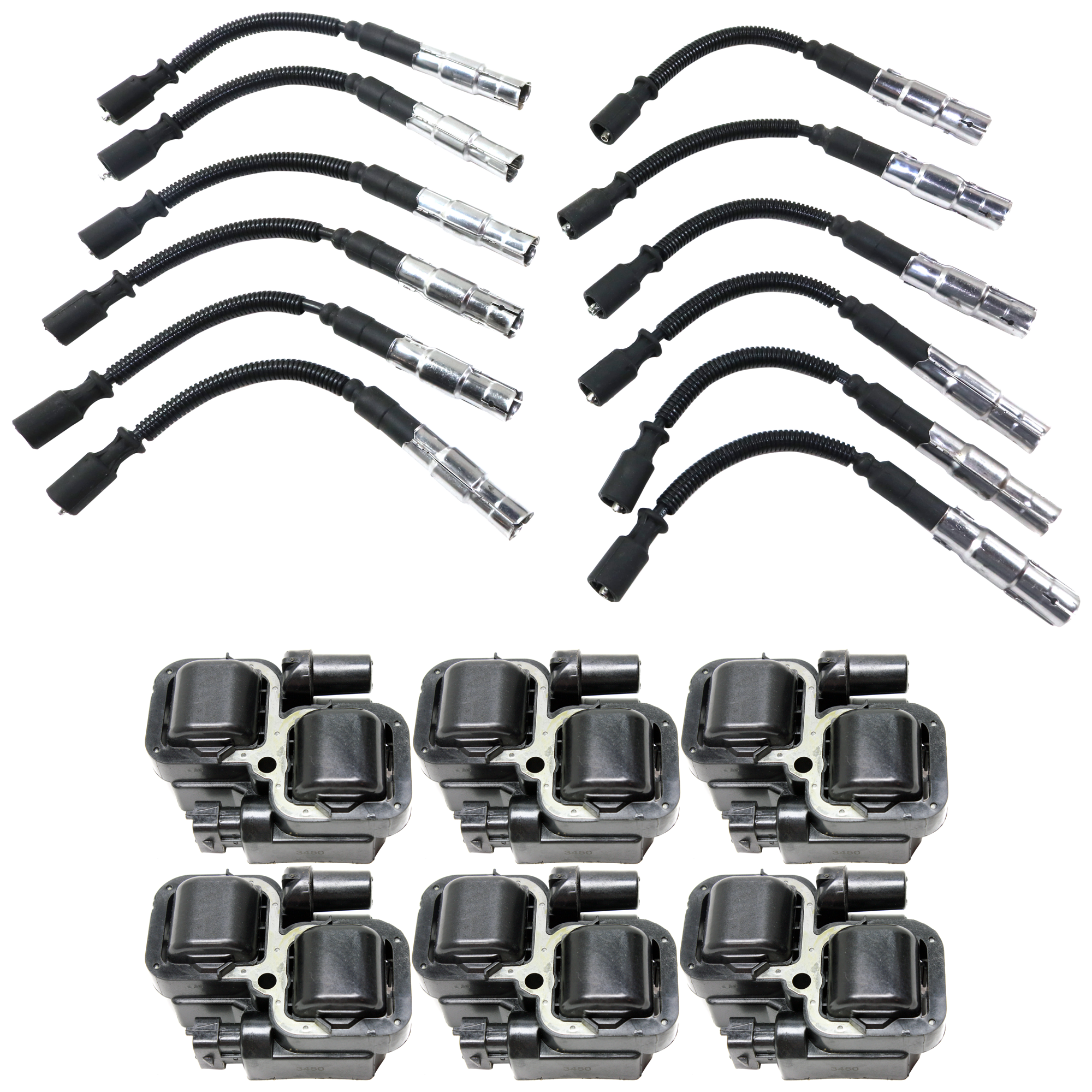 AM CLK320-98-05 E320-98-05 IGNITION WIRE 12 Leads 6 Cylinder 7 pc Kit with Ignition Coil SKU KIT 061324-85