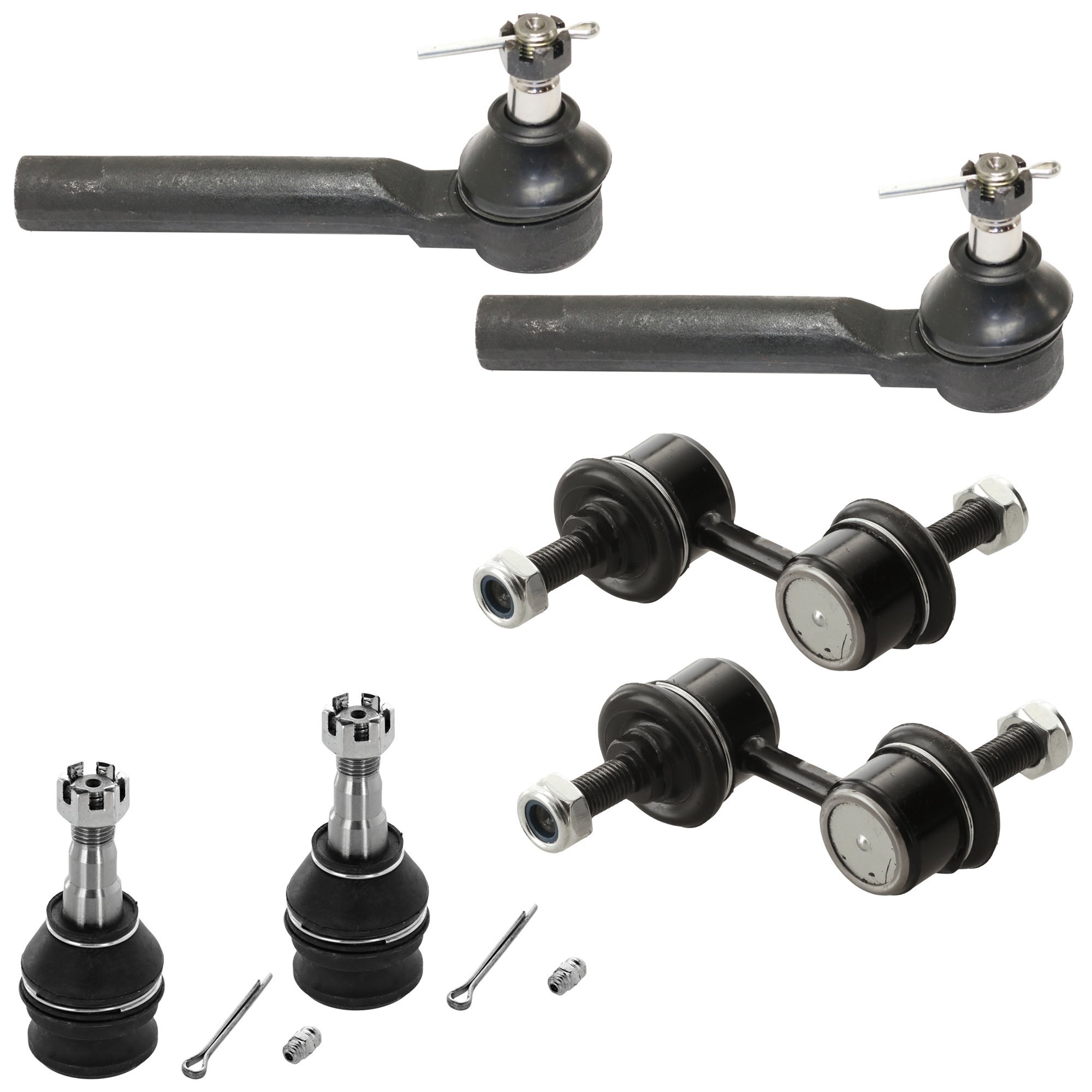 AM IMPREZA 02-15 FORESTER 03-13 FRONT SUSPENSION KIT 6 pc Kit with Ball Joint Sway Bar Link and Tie Rod End SKU KIT 061324-97 OEM 104141-255001-1014105-2601402