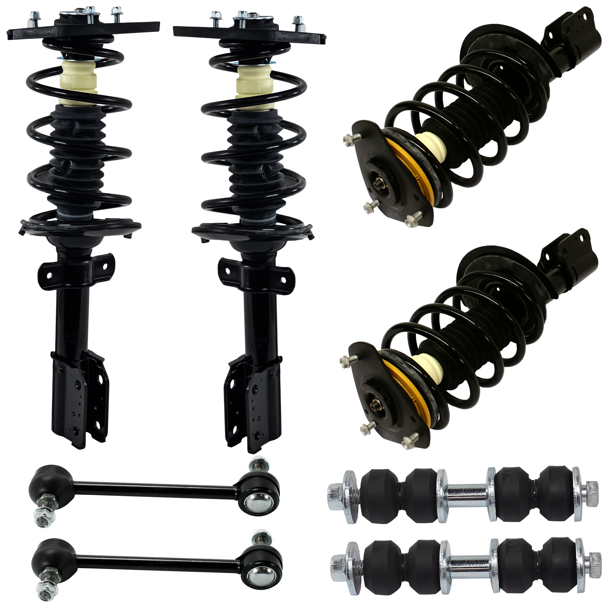 AM INTRIGUE 98-02 IMPALA 00-05 FRONT AND REAR FULLY LOADED STRUT RH AND LH 8 pc kit Gas Charged Twin tube with Sway Bar Links SKU KIT 061324 C06 OEM 11020-11130-171670-812460-1332