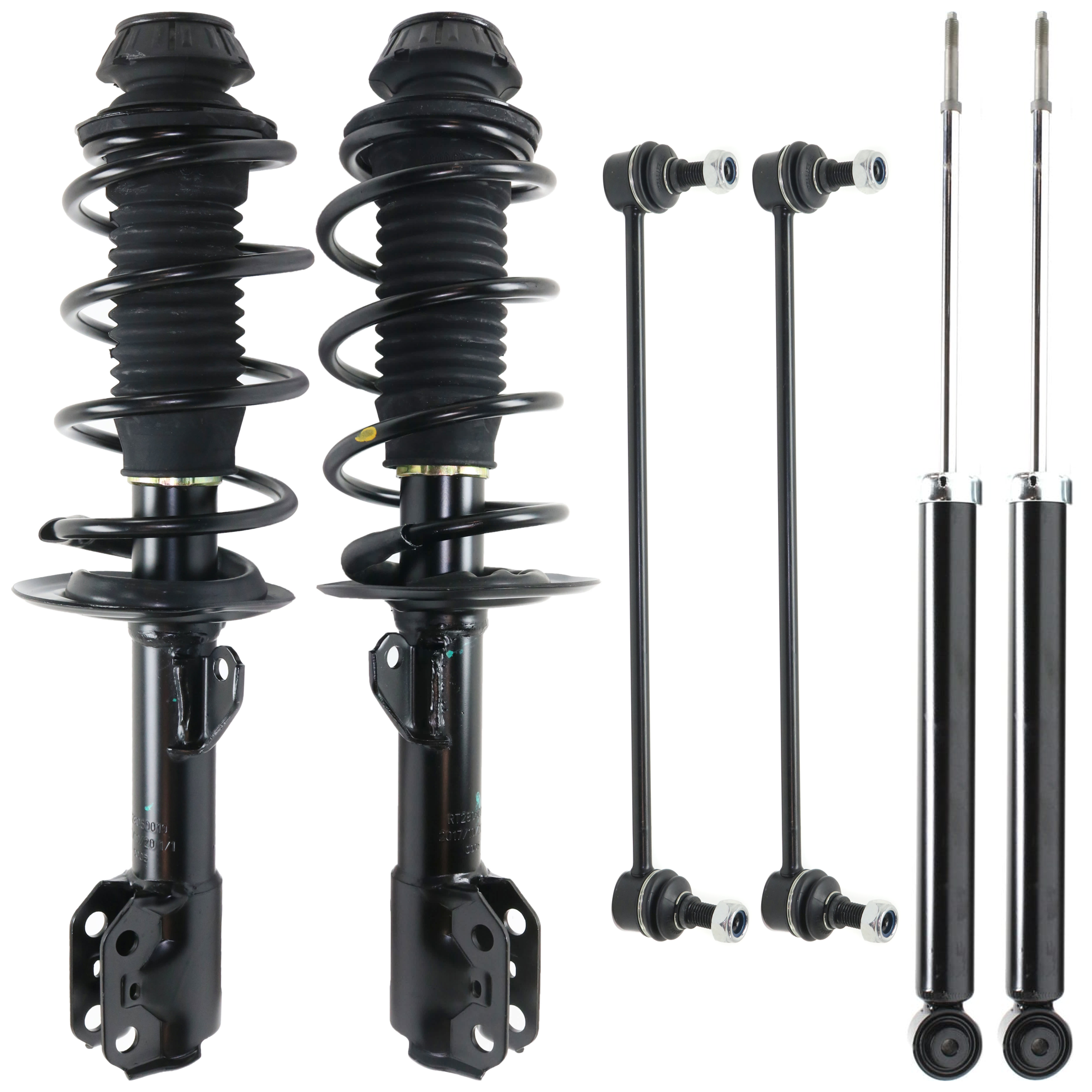 AM YARIS 06-11 FRONT SHOCK AND FULLY LOADED STRUT RH AND LH 6 pc kit with Sway Bar Link Gas Charged Twin tube SKU KIT 061324 C29 OEM 4853080351-4853080324-48820520