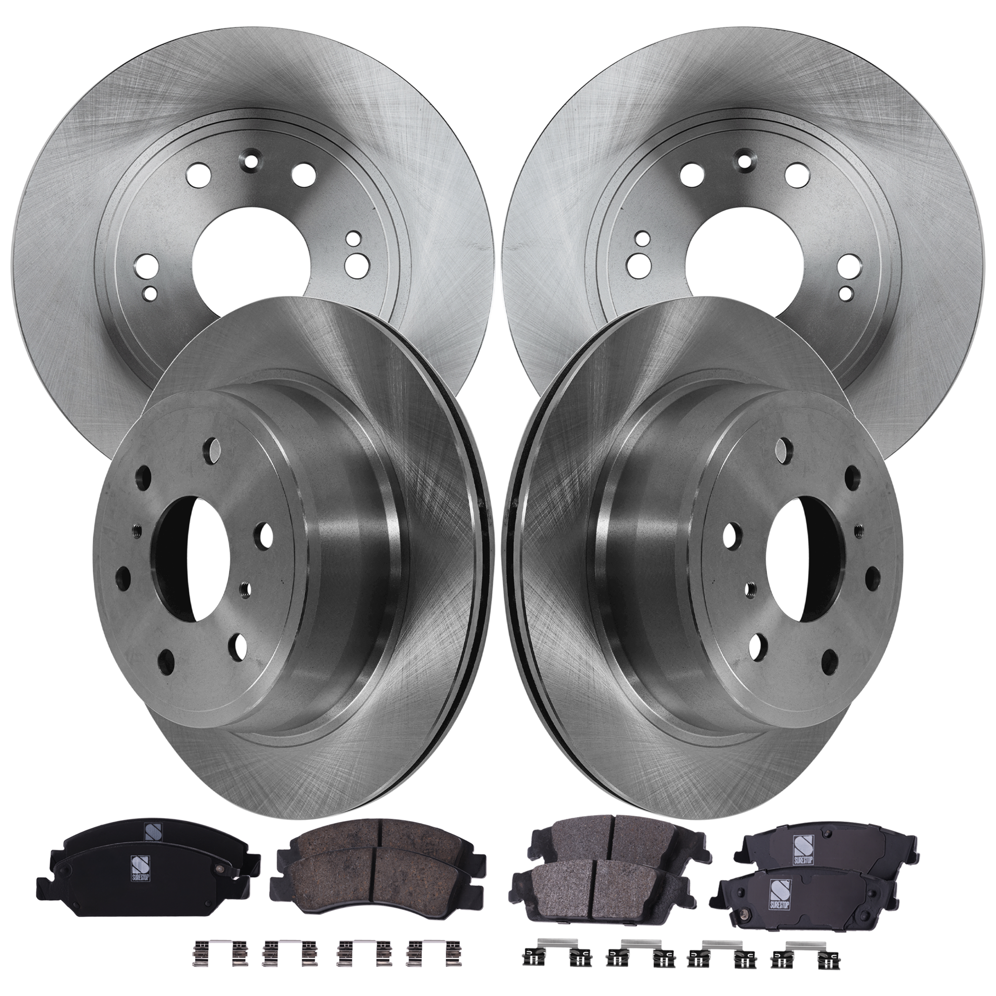 AM SIERRA 1500 LIMITED 19-19 ESCALADE 18-20 FRONT AND REAR BRAKE DISC AND PAD KIT 4 Wheel Set Plain Surface SKU KIT 061324 C51 OEM 88963556-15792634-23135903-231