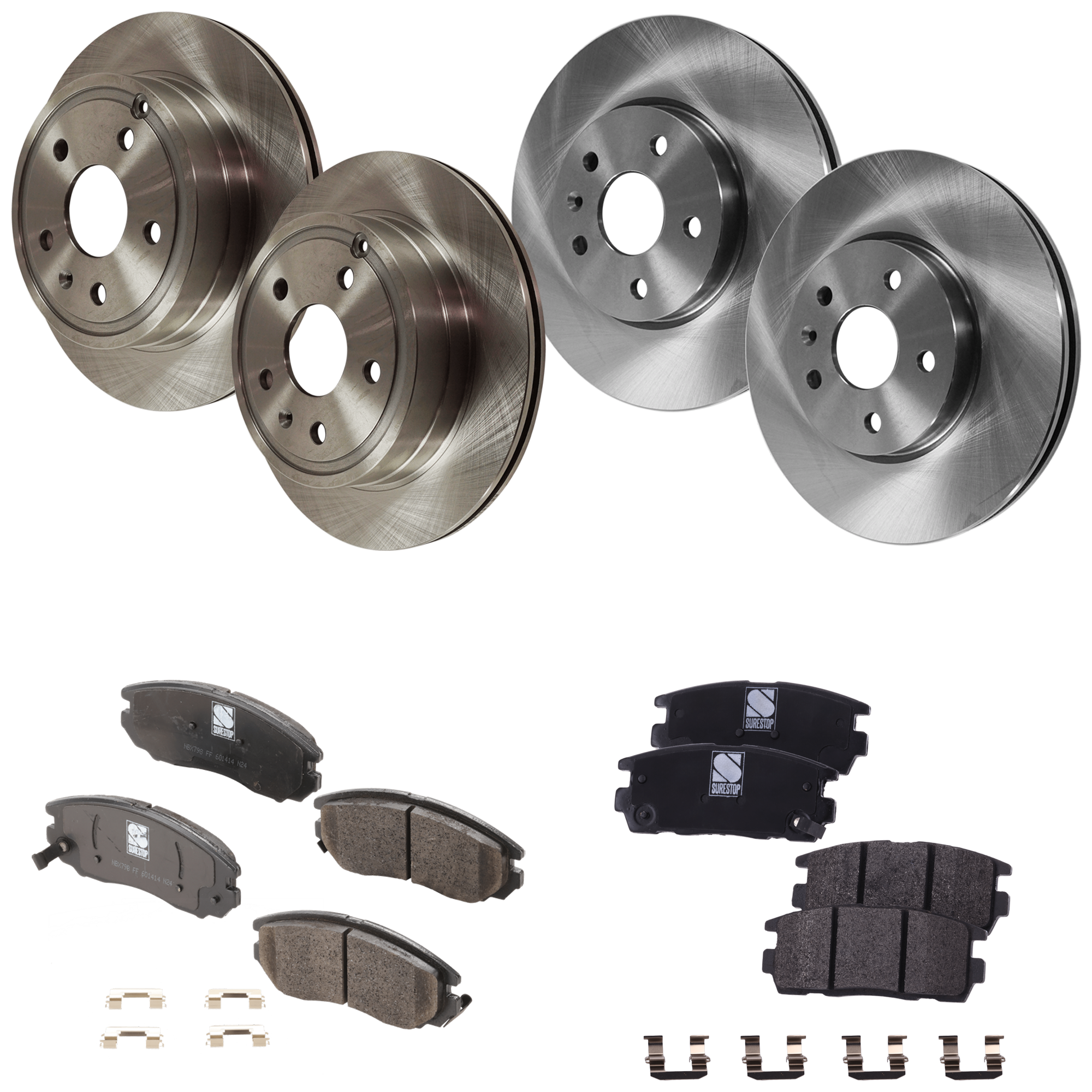 AM EQUINOX TERRAIN 10-17 FRONT AND REAR BRAKE DISC AND PAD KIT 4 Wheel Set Plain Surface SKU KIT 061324 C55 OEM 41262-55178-850168-900824-6004