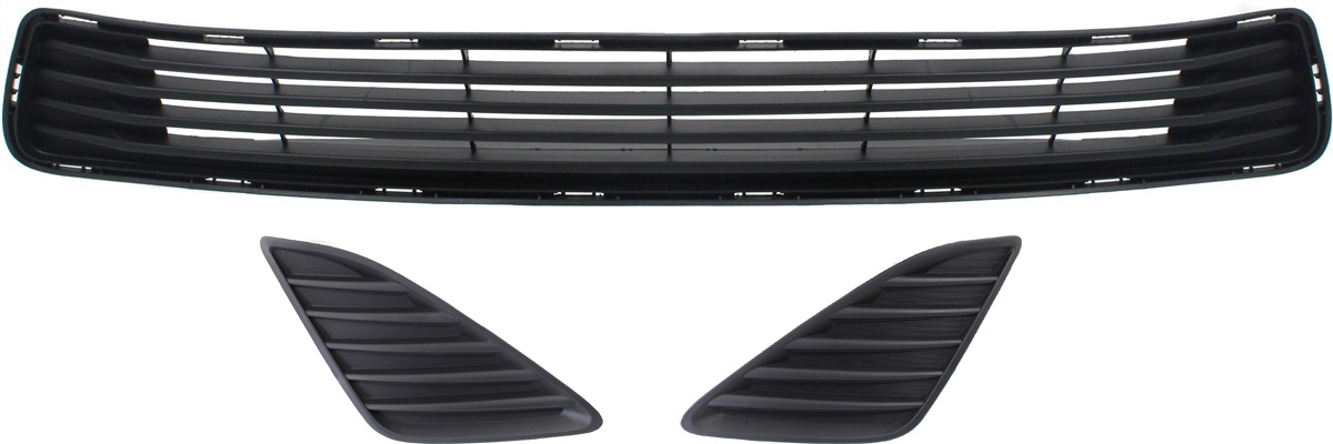 AM CAMRY 12-14 FRONT BUMPER GRILLE 3 pc Kit Textured Black with Fog Light Covers SKU KIT 061417-86 Partslink TO1036128 TO1039147 TO1038147 OEM 5311206200-5212706260-52128062