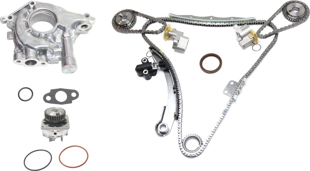 AM ALTIMA 02-06 QUEST 04-09 TIMING CHAIN KIT 3 pc kit with Oil Pump and Water Pump SKU KIT 061517-02 OEM 16426-19276-20795-41123-43520