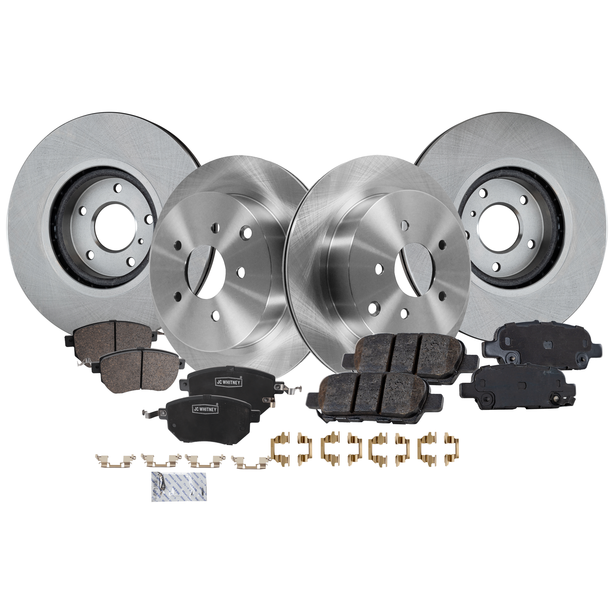 AM MURANO 09-11 FRONT AND REAR BRAKE DISC AND PAD KIT 4 Wheel Set SKU KIT 061523-13 OEM 40206CA010-40206EG000-43206WL0