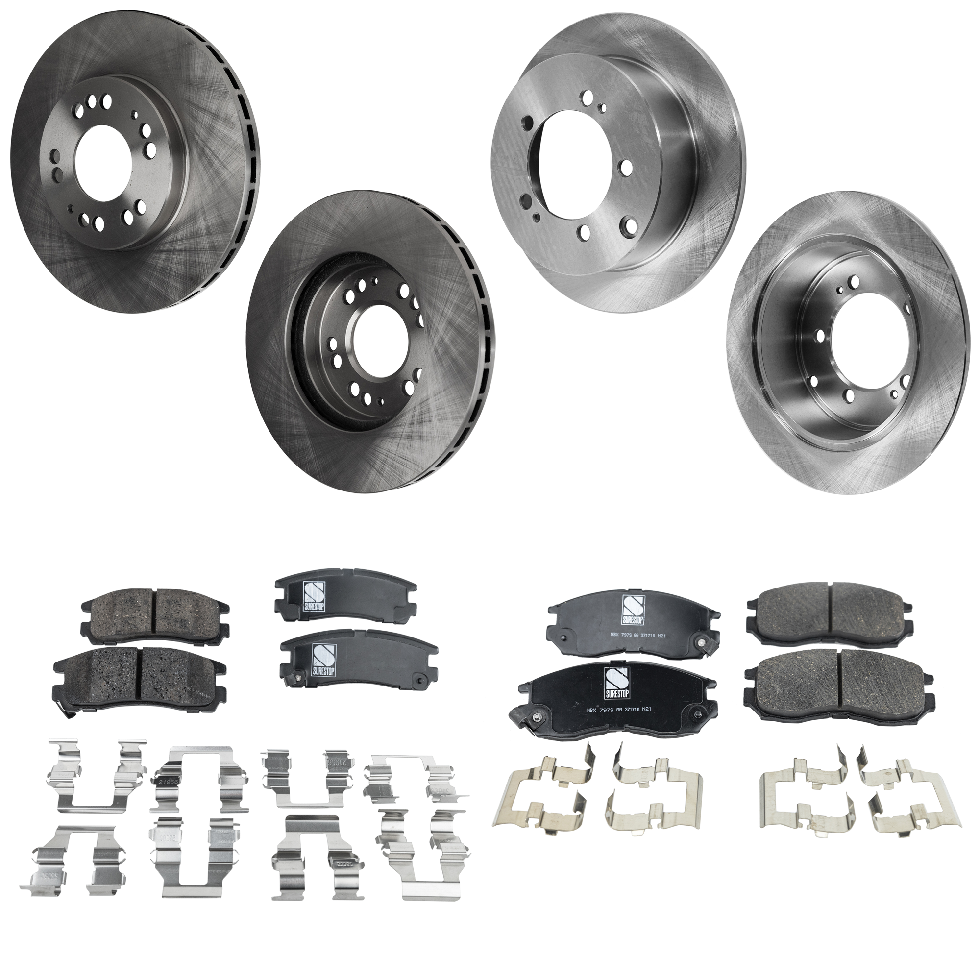 AM ECLIPSE 95-99 TALON 95-97 FRONT AND REAR BRAKE DISC AND PAD KIT 4 Wheel Set SKU KIT 061523-20 OEM MB895200 MB928716 MB858799 MB9