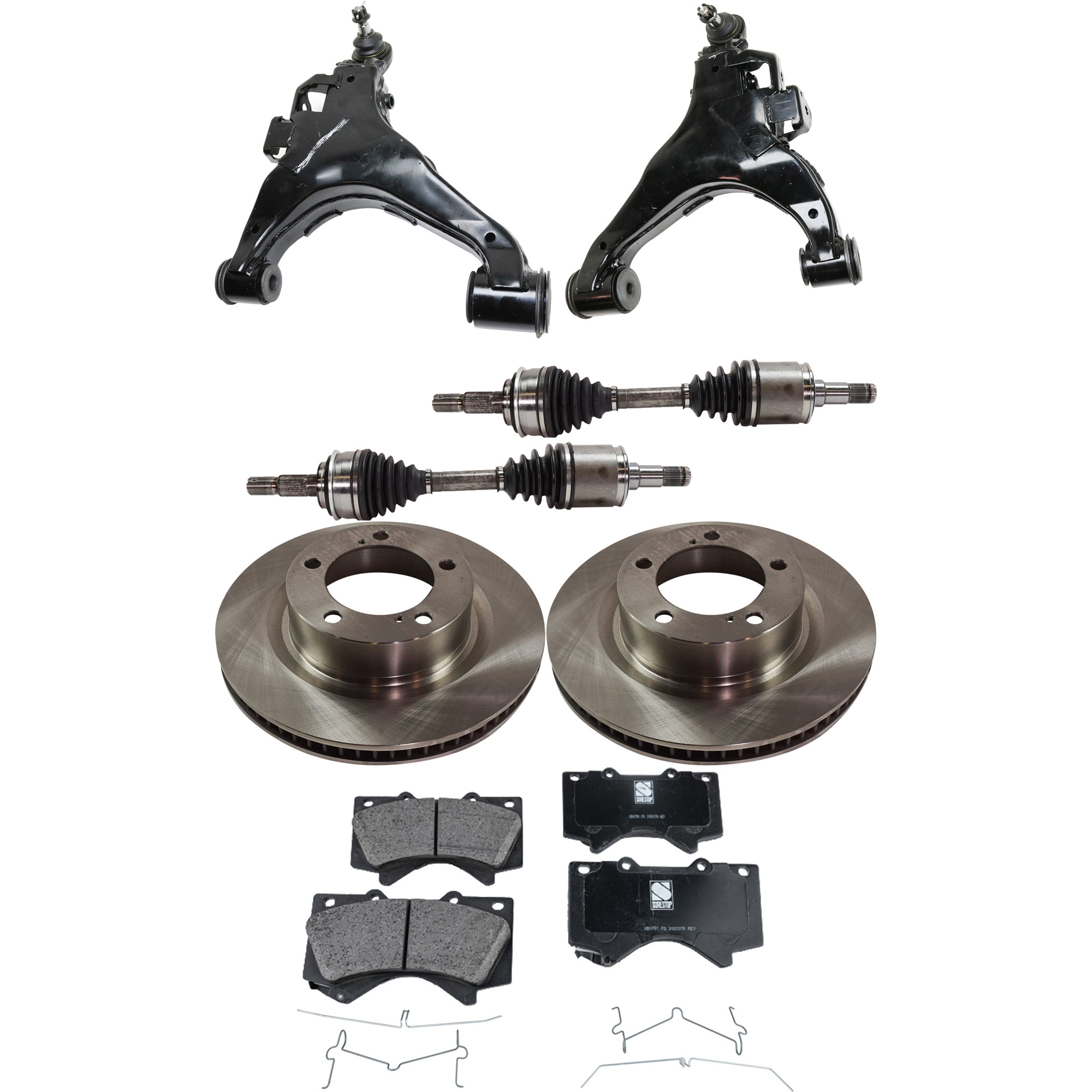 AM TUNDRA 07-21 SEQUOIA 08-21 FRONT CONTROL ARM KIT RH AND LH Lower 8 pc kit with Axle Assembly Brake Disc and Brake Pad Set SKU KIT 061622-376 OEM 435120C020-4351260210-04465024