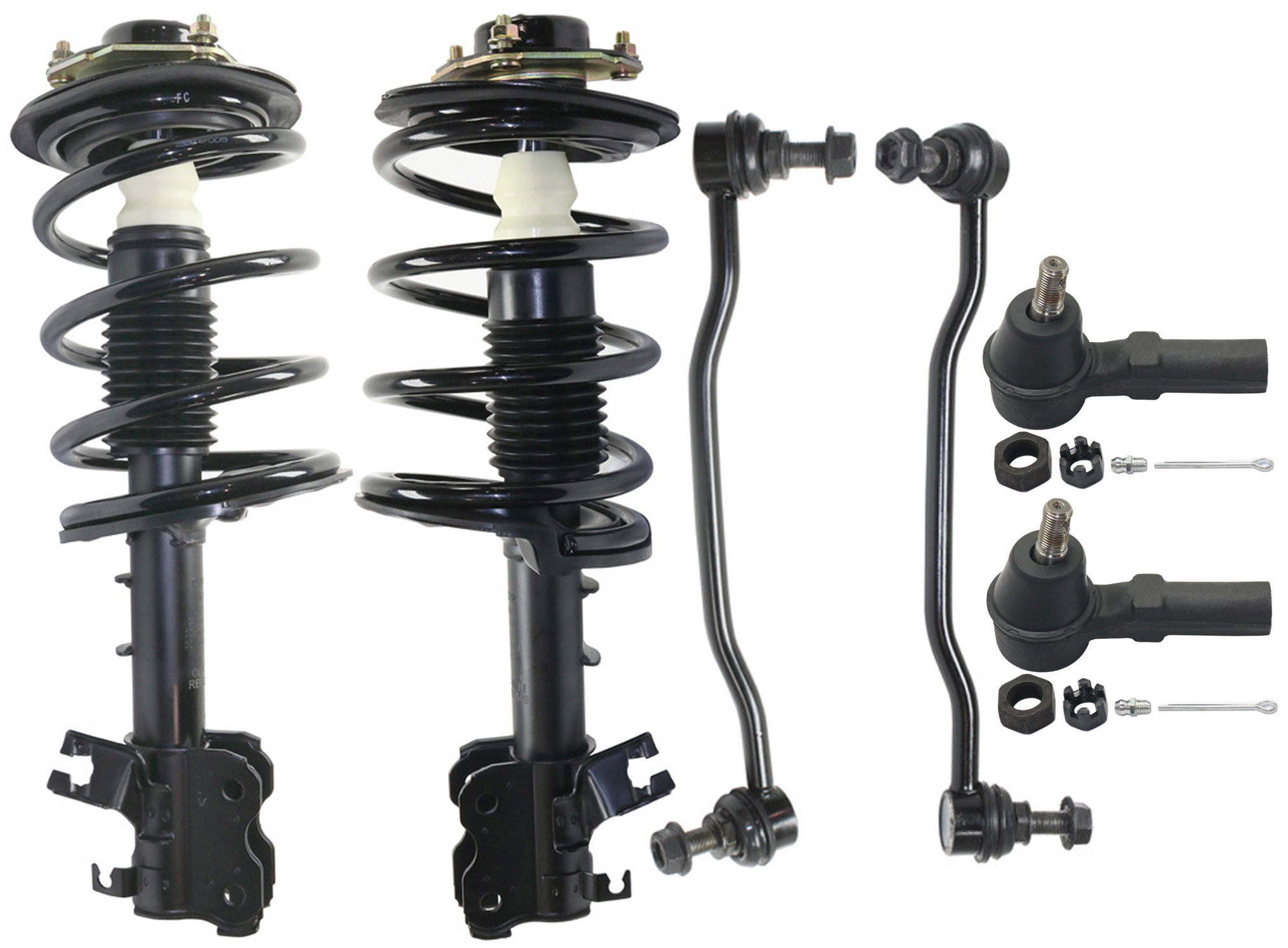 AM ALTIMA 02-06 MAXIMA 04-08 FRONT SUSPENSION KIT RH AND LH 6 pc kit with Loaded Struts Sway Bar Links and Tie Rod Ends SKU KIT 061817-03 Partslink NI4520101 OEM 543037Y426 E43037Y01B 543027Y4