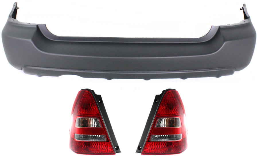 AM FORESTER 03-05 TAIL LAMP RH AND LH Assembly Halogen 3 pc Kit with Bumper Cover SKU KIT 061817-63 Partslink SU2800108 SU2801108 SU1100145 OEM 84201SA020-84201SA030-57703SA1