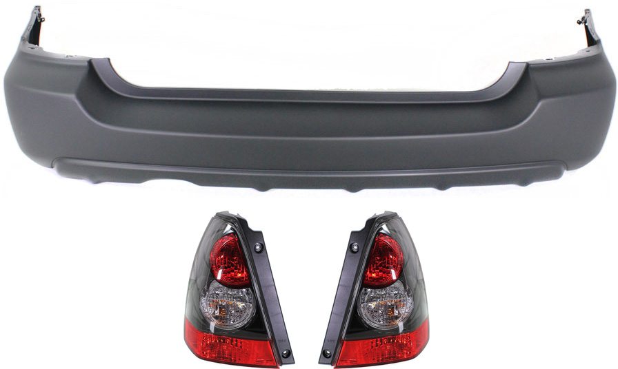 AM FORESTER 08-08 TAIL LAMP RH AND LH Assembly Halogen 3 pc Kit with Bumper Cover SKU KIT 061817-65 Partslink SU2800122 SU2801122 SU1100145 OEM 84201SA360-84201SA370-57703SA1