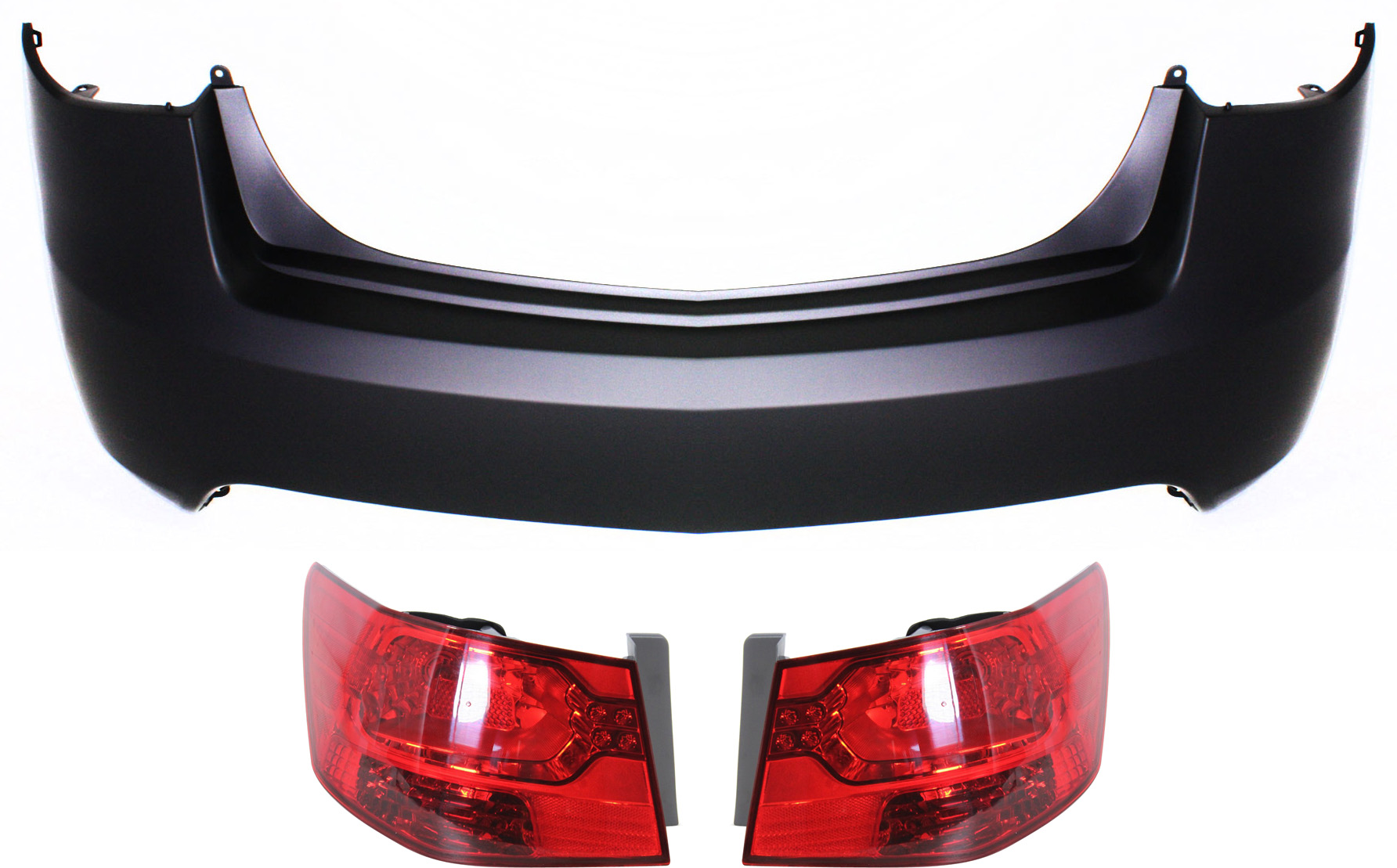 AM FORTE 10-13 TAIL LAMP RH AND LH Outer 3 pc Kit with Bumper Cover SKU KIT 061817-72 Partslink KI2804101 KI2805101 KI1100145 OEM 924011M010-924021M010-866111M0