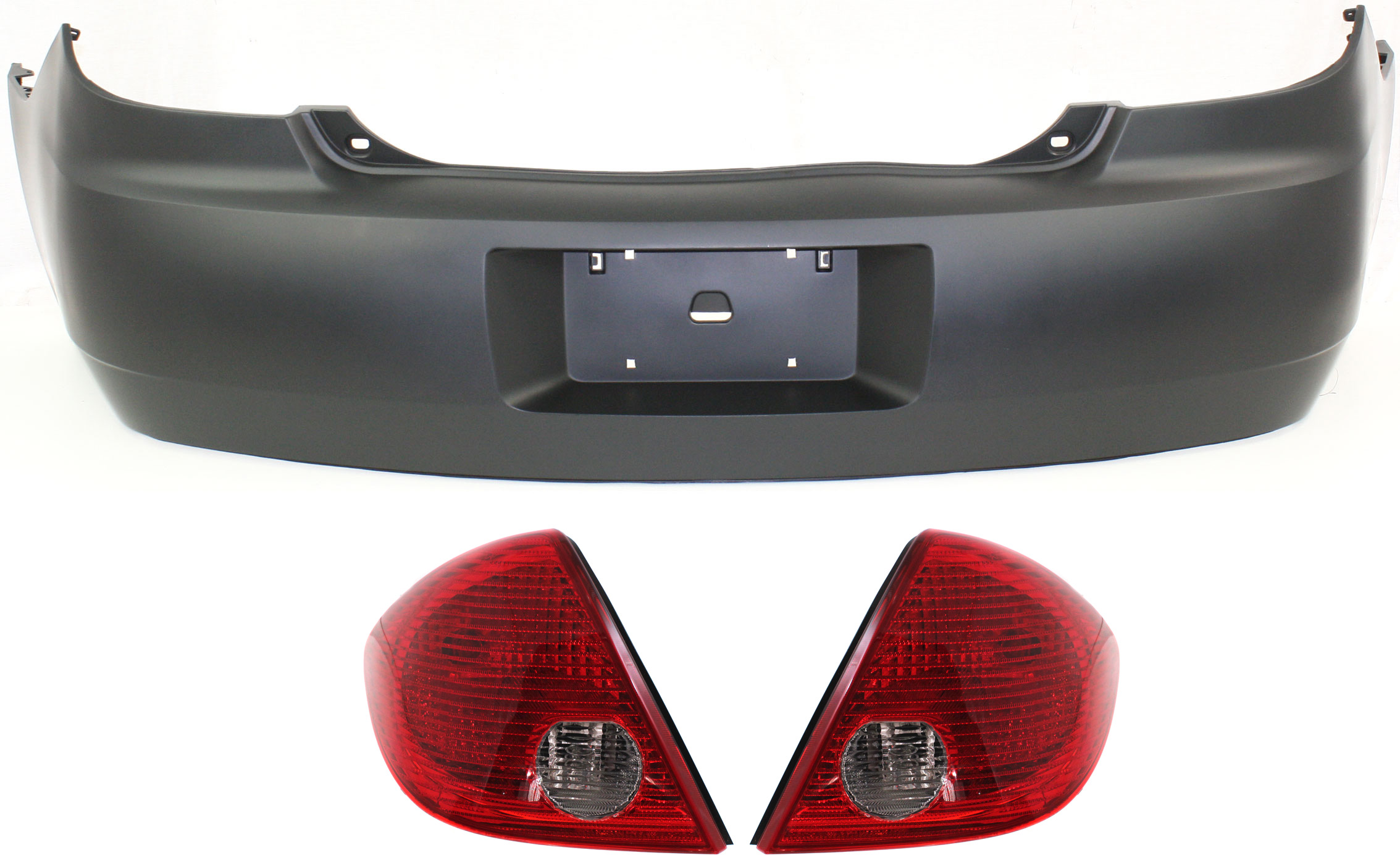 AM G6-05-09 TAIL LAMP RH AND LH 3 pc Kit with Bumper Cover SKU KIT 061817-94 Partslink GM2800201 GM2801201 GM1100700 OEM 15242809-15242808-19121114