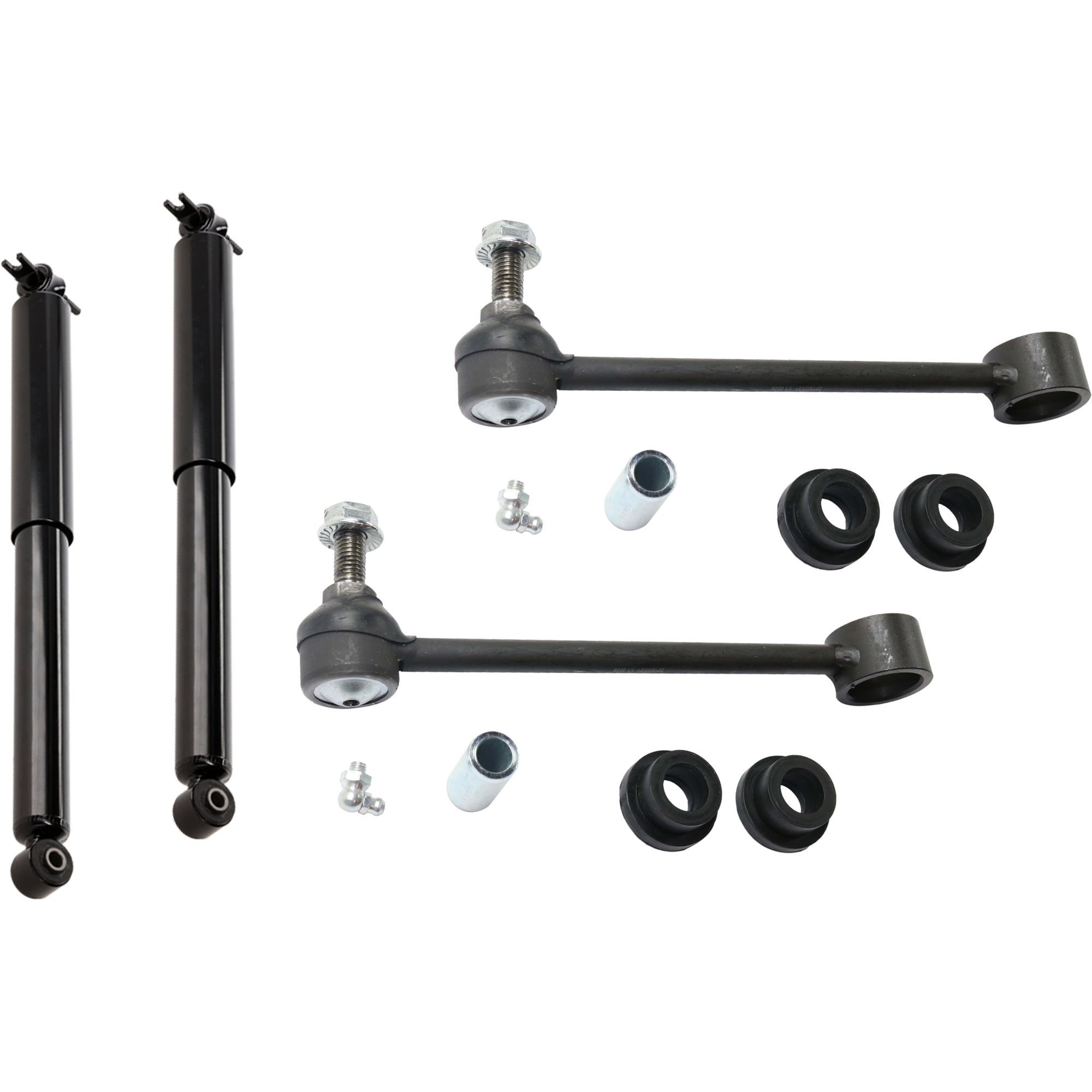 AM WRANGLER 07-17 WRANGLER JK 18-18 REAR SUSPENSION KIT 4 pc kit with Shock Absorber and Strut Assembly and Sway Bar Link SKU KIT 061824-43 OEM 183-912-651-634-545-000-000-000-000