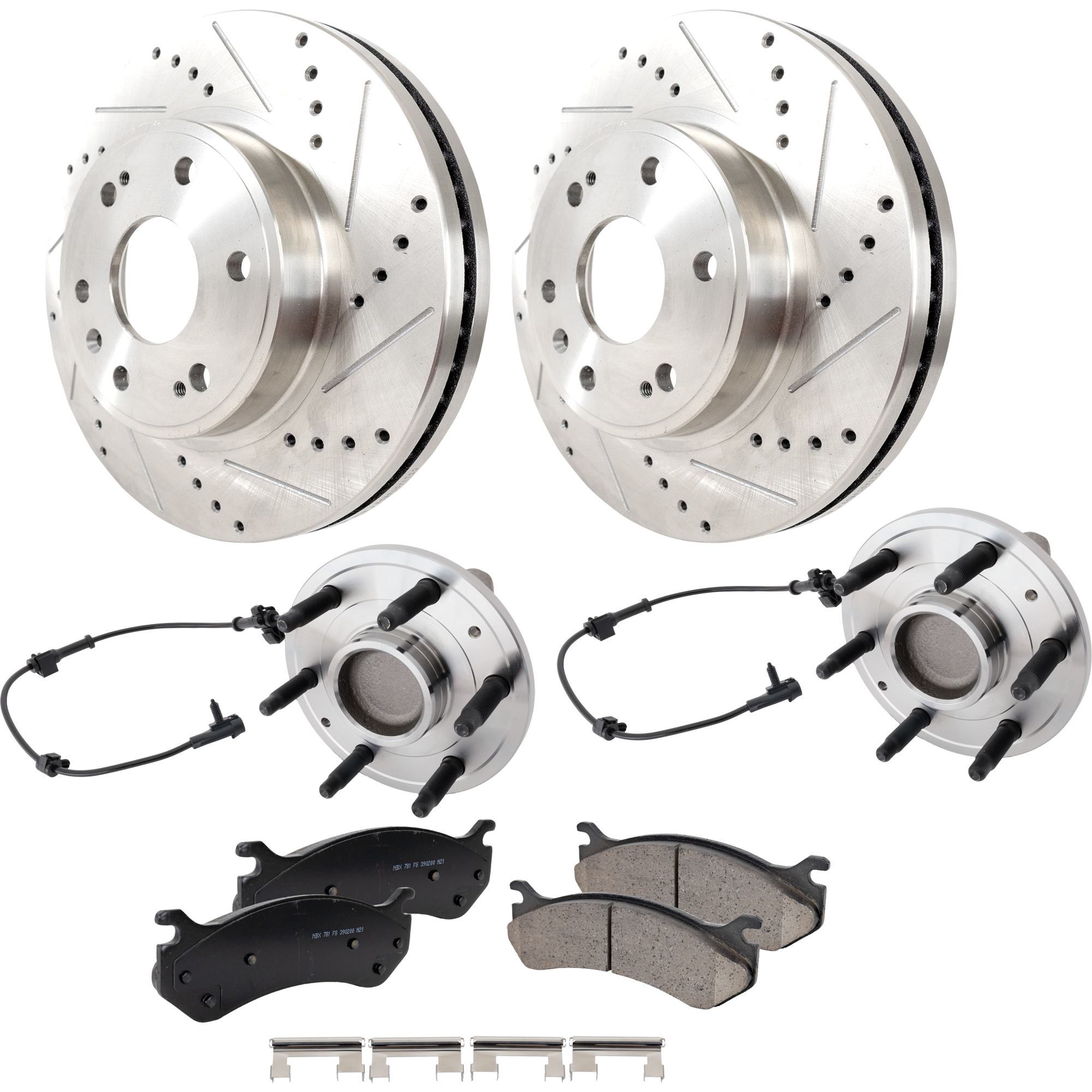 AM TAHOE YUKON 00-06 FRONT HUB ASSELMBLY RH AND LH 6 pc kit 6 Lugs 6 x 5.5 in. Bolt Pattern w Brake Disc and Brake Pad Set SKU KIT 061824 C02 OEM 515054-715053-715054-951060-73