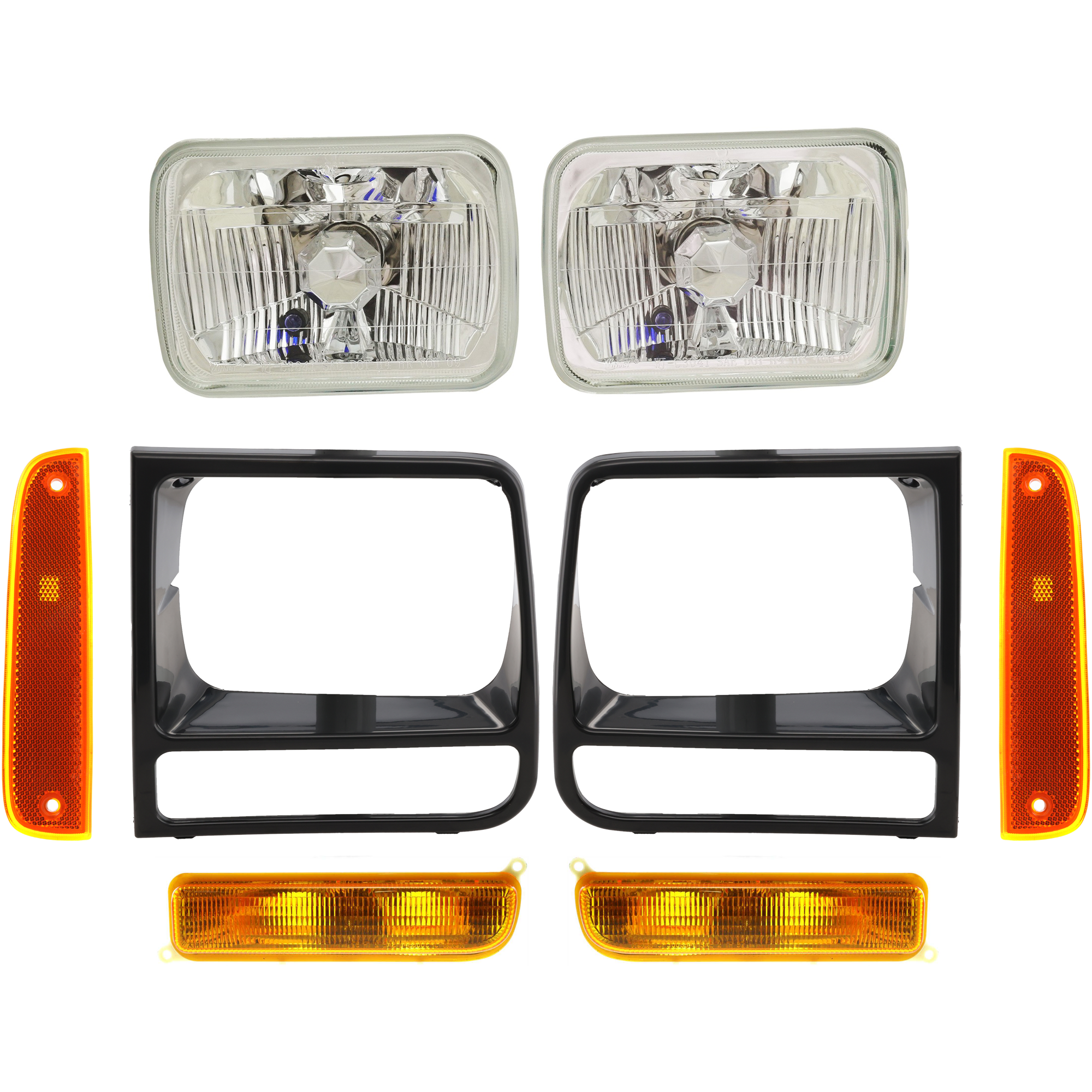 AM CHEROKEE 98-01 HEAD LAMP RH AND LH 8 piece kit Assembly Halogen with Headlight Door Side Marker and Turn Signal Light SKU KIT 061824 C147 Partslink CH2513156 CH2512156 CH2550118 CH2551118 CH2520127 CH2521127 OEM 5EM72SW1-5EM73SW1-55055147-550