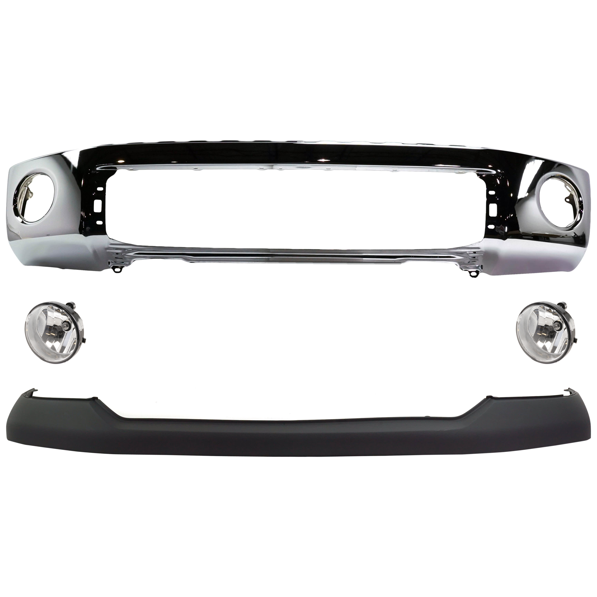 AM TUNDRA 07-13 FRONT BUMPER 4 piece kit Chrome with Bumper Cover and Fog Light SKU KIT 061824 C151 Partslink TO1002182 TO1014100 TO2592117 OEM 521110C021-521290C901-81210AA0