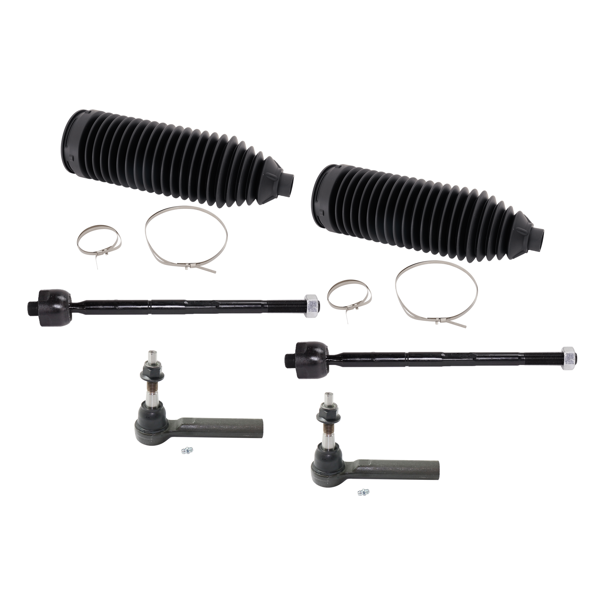 AM SILVERADO 1500-14-14 SIERRA 1500-14-14 FRONT TIE ROD END RH AND LH Inner and Outer 6 pc kit with Steering Rack Boot SKU KIT 061824 C155 OEM 45A10036-4012563 GES800948-228
