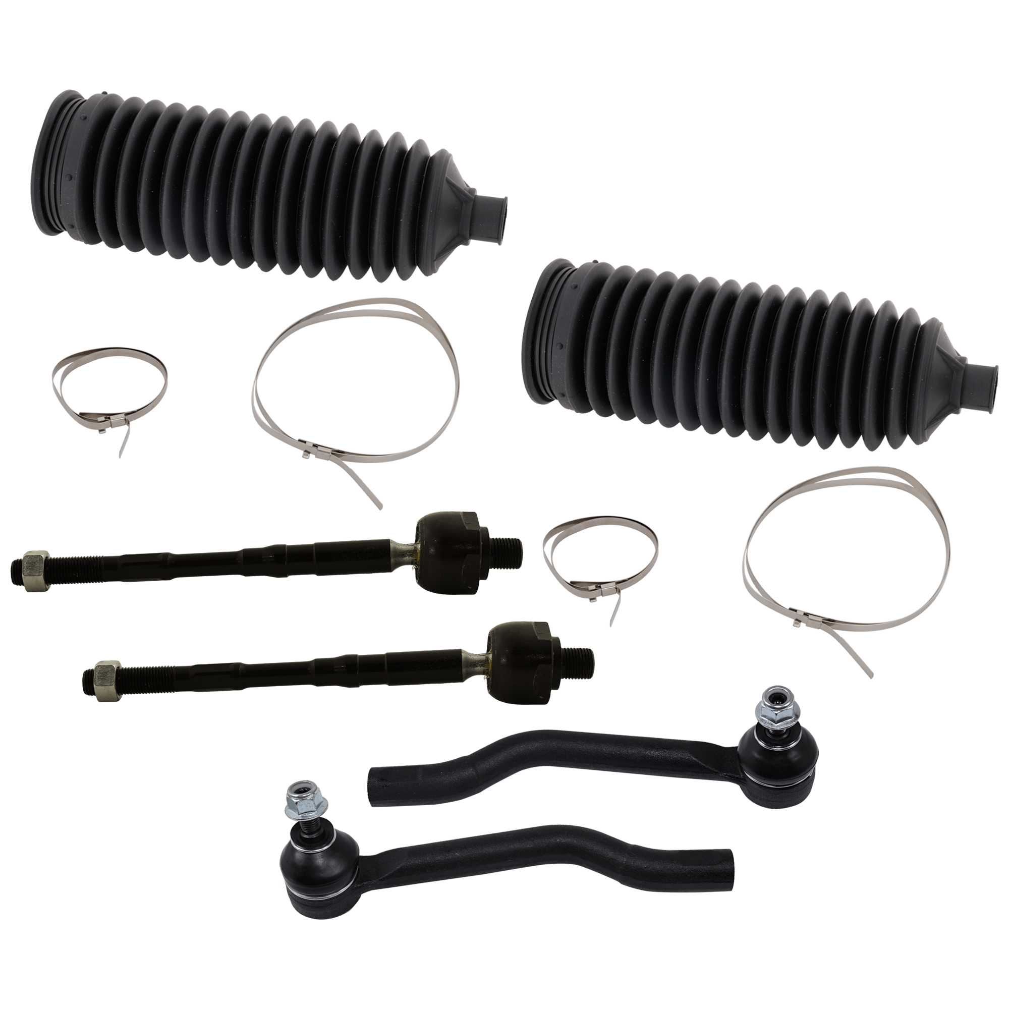 AM ROGUE 14-20 FRONT TIE ROD END RH AND LH Inner and Outer 6 piece kit with Steering Rack Boot SKU KIT 061824 C163 OEM D85204BA0A D85214BA0A D86404BA