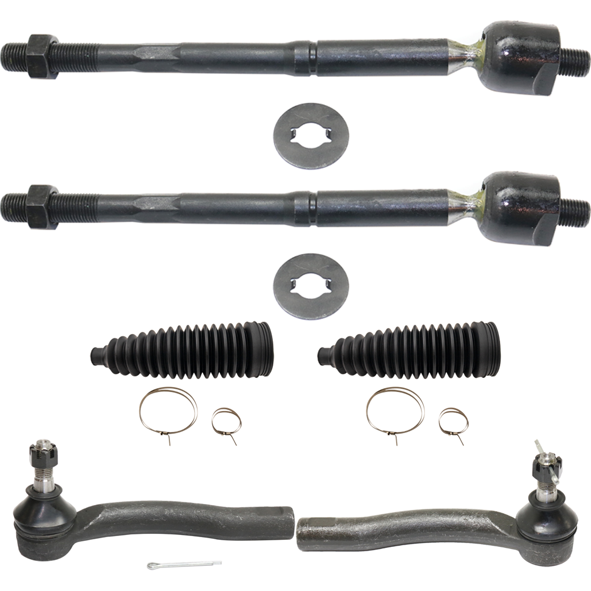AM COROLLA 03-08 FRONT TIE ROD END RH AND LH Inner and Outer 6 pc kit with Steering Rack Boot SKU KIT 061824 C164 OEM 4504609200-4504709080-45503094