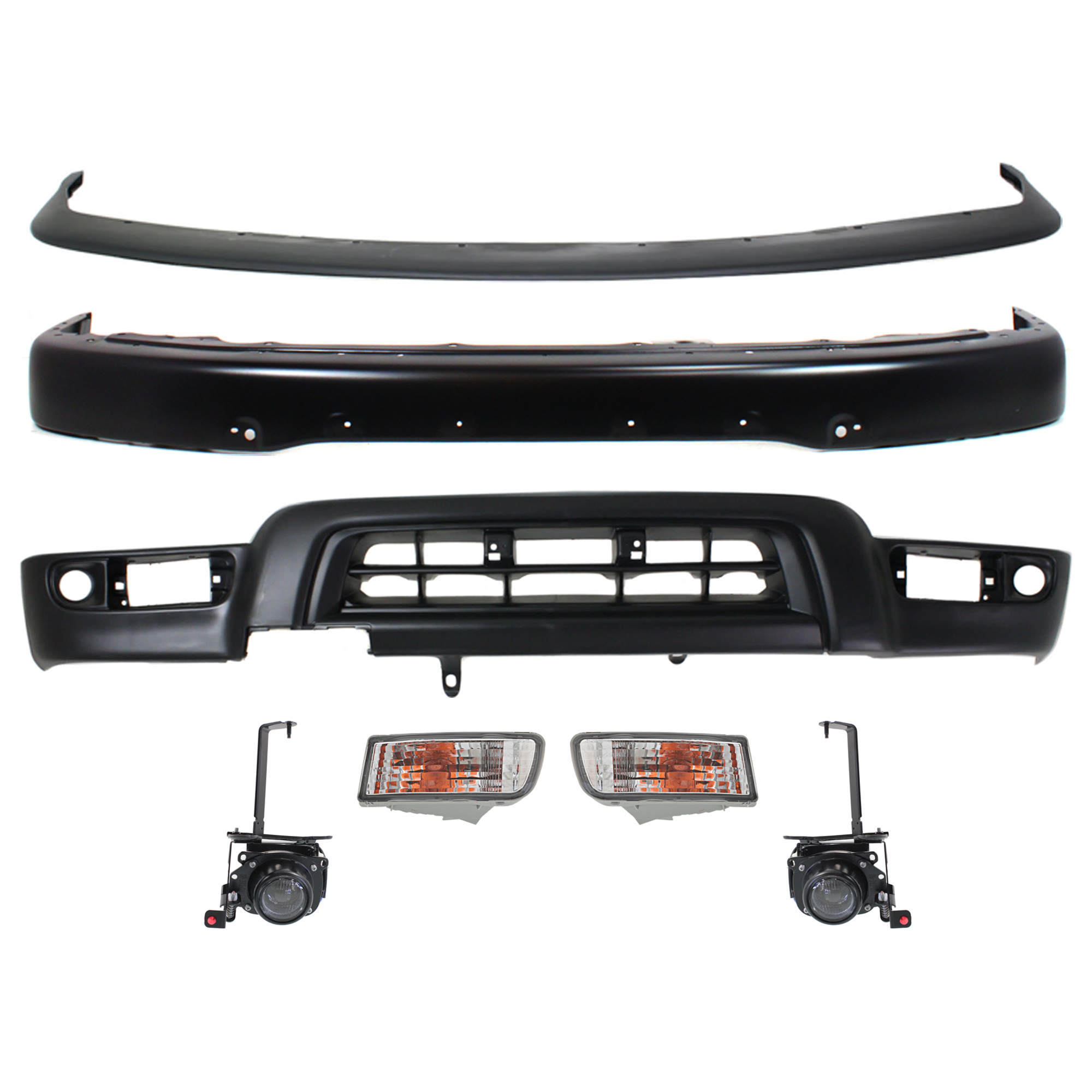 AM 4RUNNER 99-02 FRONT FOG LIGHT RH AND LH 7 piece kit with Bumper Bumper Trim Turn Signal Light and Valance SKU KIT 061824 C165 Partslink TO2592110 TO2593110 TO1002166 TO1087108 TO2531133 TO2530133 TO1095181 OEM 8121035050-8122035030-52101359
