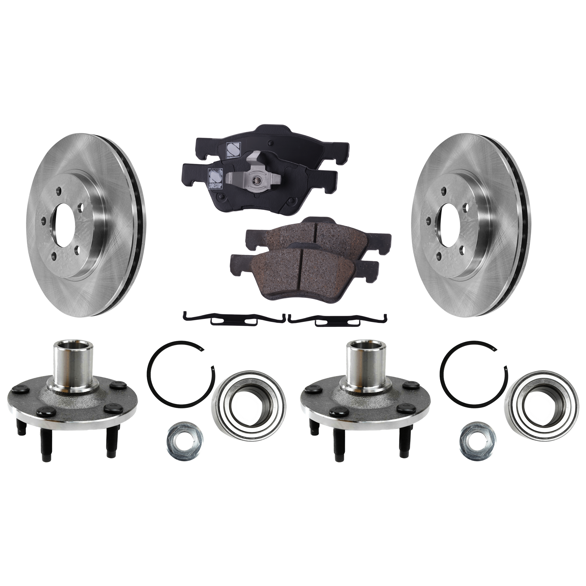 AM ESCAPE 05-12 TRIBUTE 05-11 FRONT BRAKE DISC AND PAD KIT 2 Wheel Set with Wheel Hub SKU KIT 061824 C19 OEM 5L8Z1125AA 5U2Z1V125AB 3L8Z200