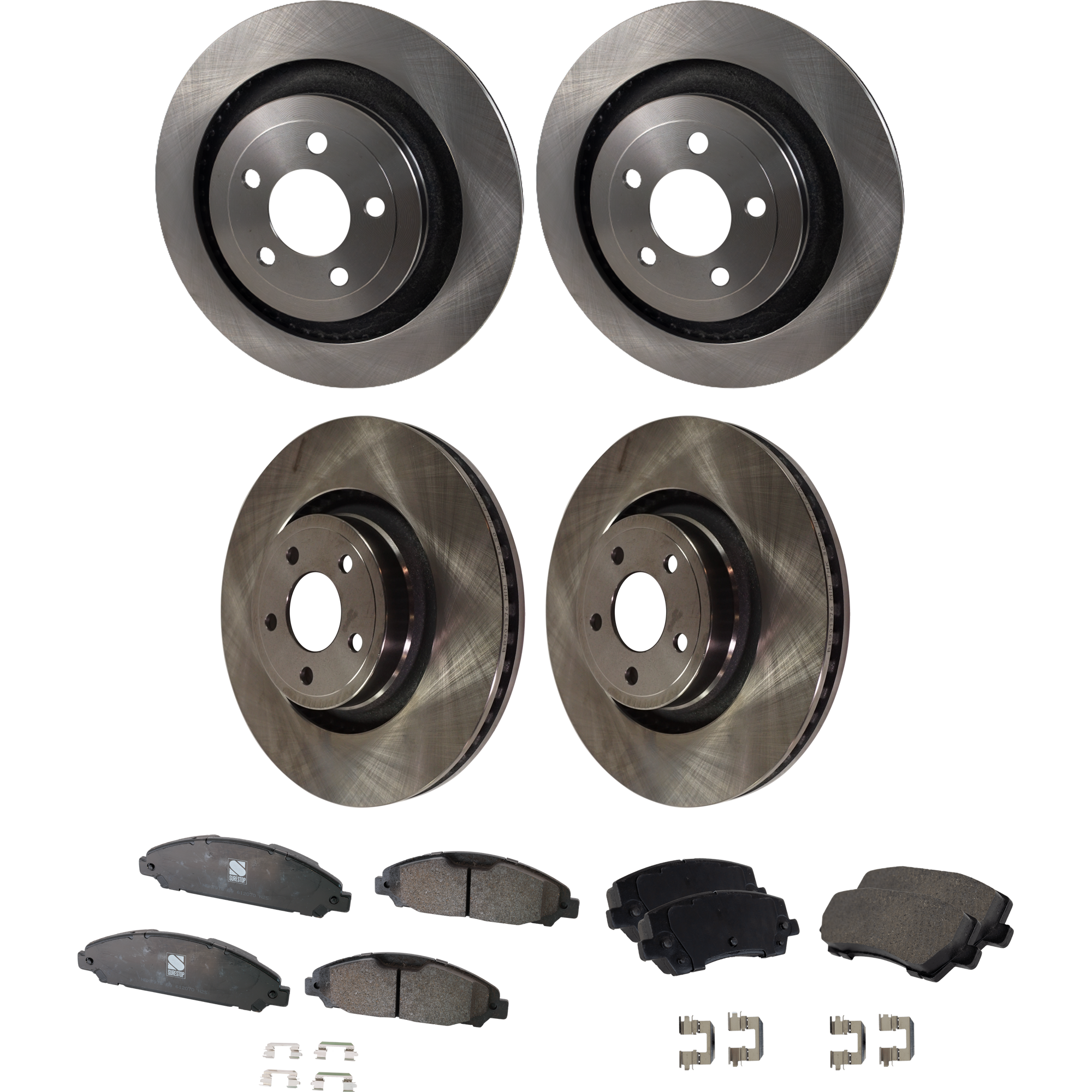 AM MUSTANG 15-17 FRONT AND REAR BRAKE DISC AND PAD kit 8 pc kit Plain Surface Vented SKU KIT 061824 C30 OEM 42318-850491-60054074-681955R