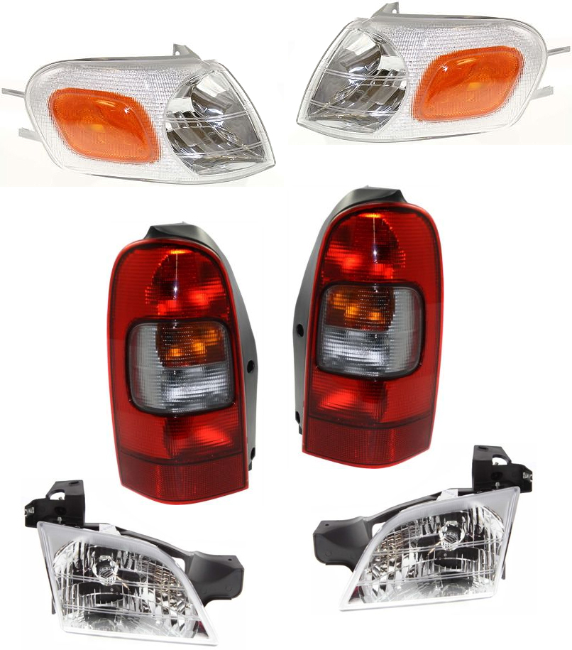 AM MONTANA 99-05 SILHOUETTE 97-04 TRANS SPORT 97-99 TAIL LAMP RH AND LH 6 pc Kit with Headlight and Corner Light SKU KIT 061913-03 Partslink GM2801134 GM2800134 GM2520155 GM2521155 GM2502175 GM2503175 OEM 19206746-19206745-15130498-151