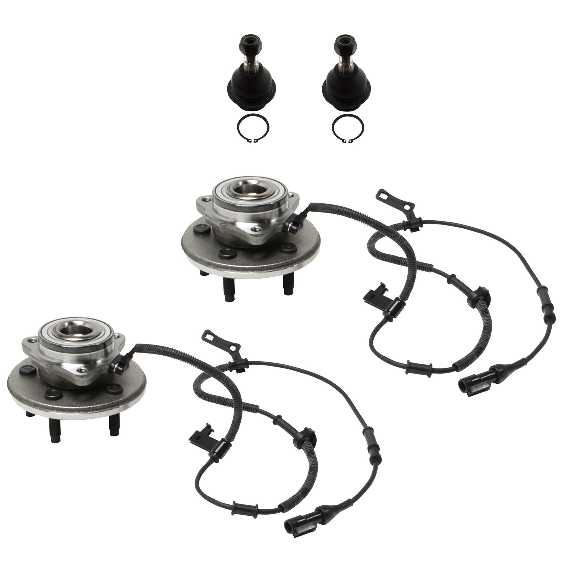AM EXPLORER MOUNTAINEER 06-10 FRONT HUB ASSEMBLY RH AND LH 5 Studs 4WD 4 Wheel ABS RWD w Ball Joint 4 pc kit SKU KIT 061924-02 OEM 7L2Z1104A F87Z3050BA 7L2Z3050A